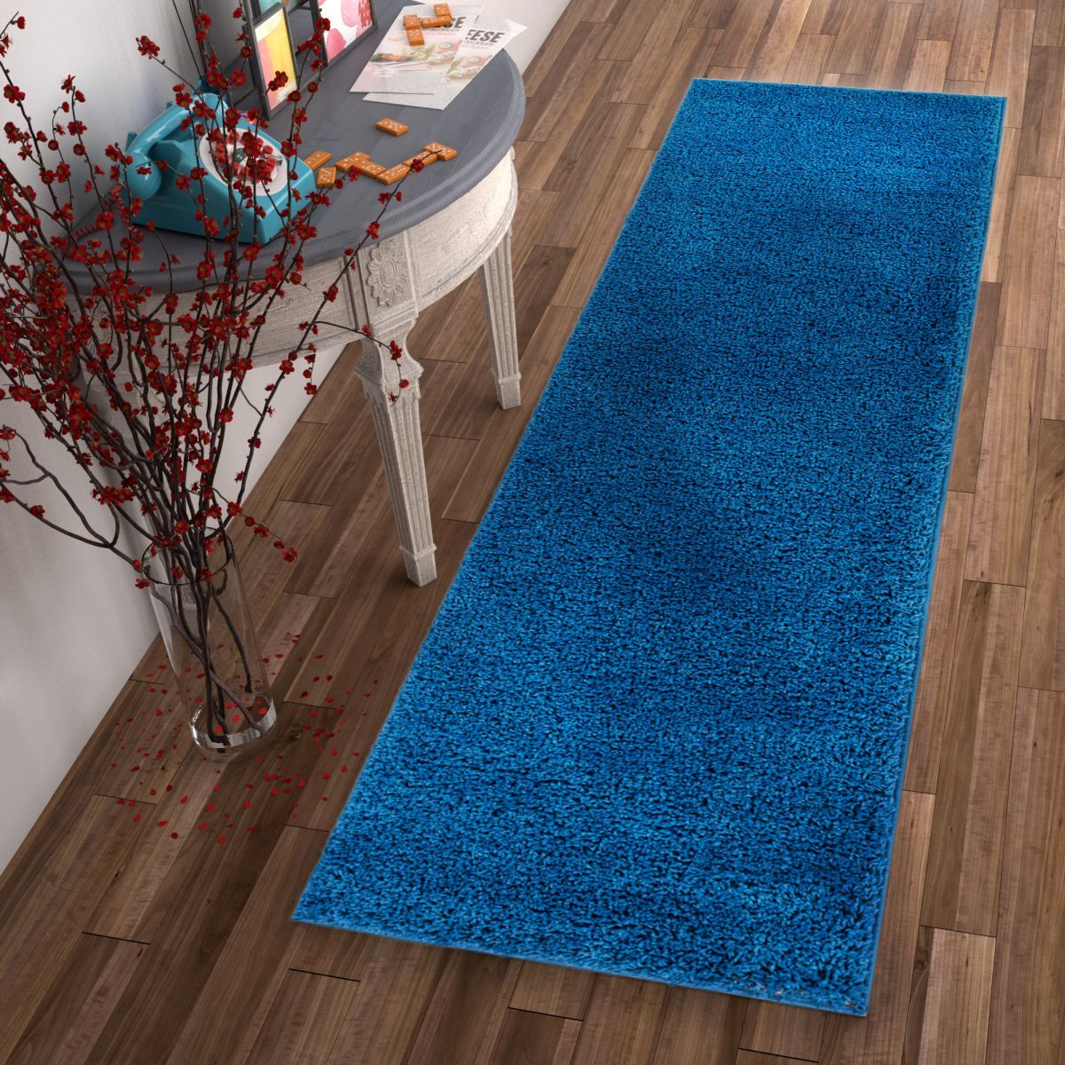 Plain Dark Blue Modern Solid Rug 7044