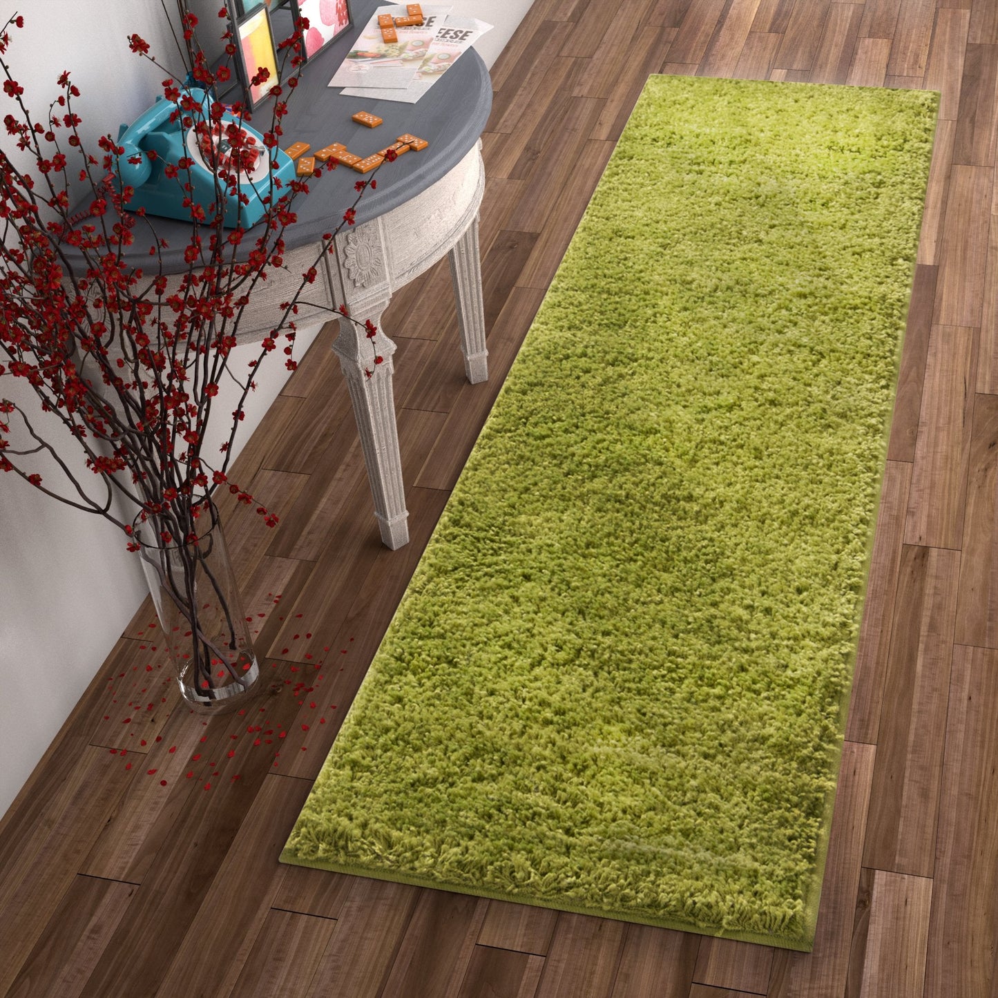 Plain Green Solid Rug 7045