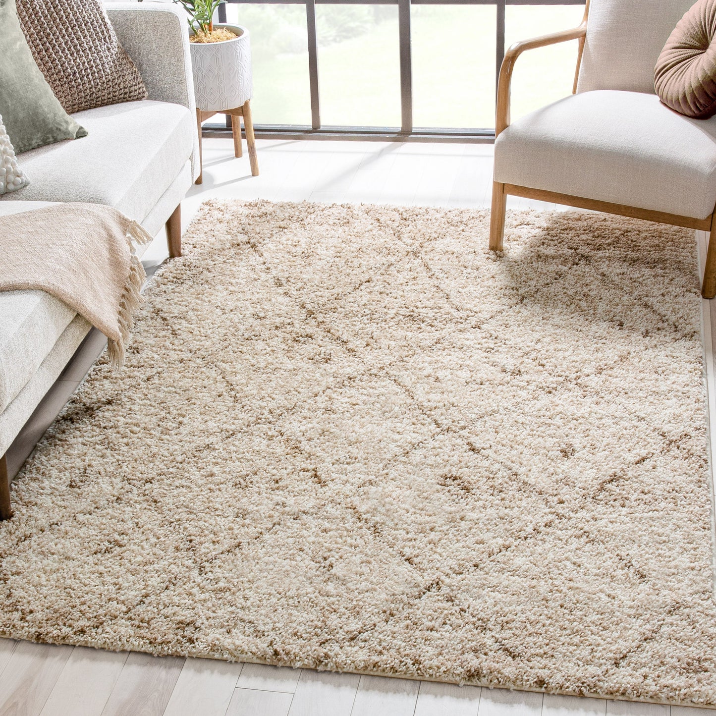 Moroccan Lattice Vanilla Contemporary Rug 7062