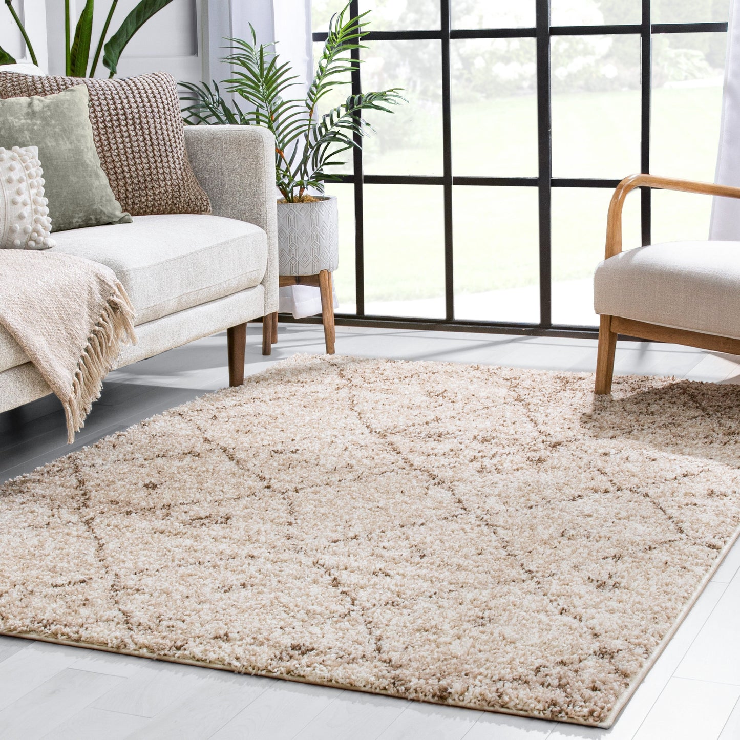 Moroccan Lattice Vanilla Contemporary Rug 7062