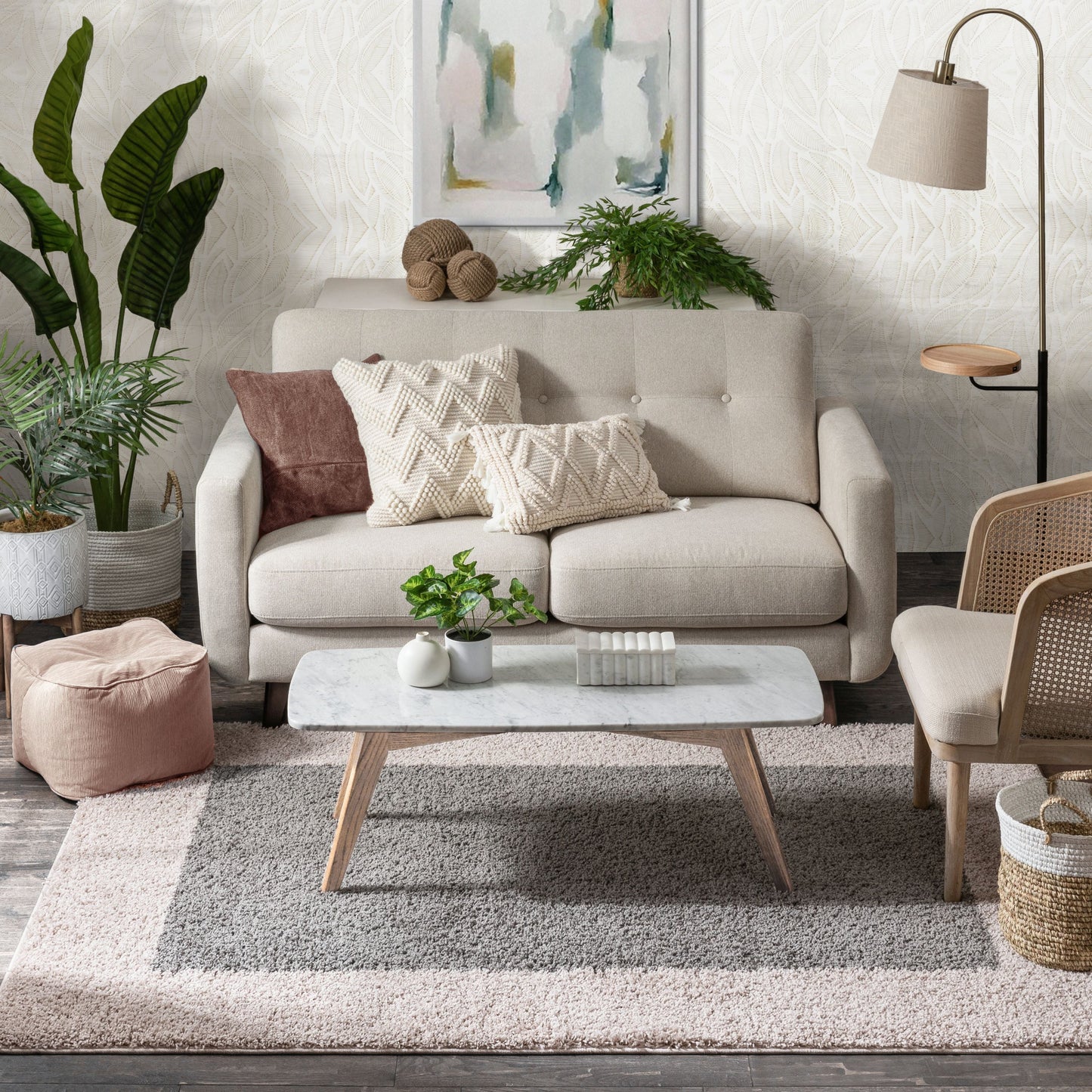Cozumel Grey Modern Border Rug 7127