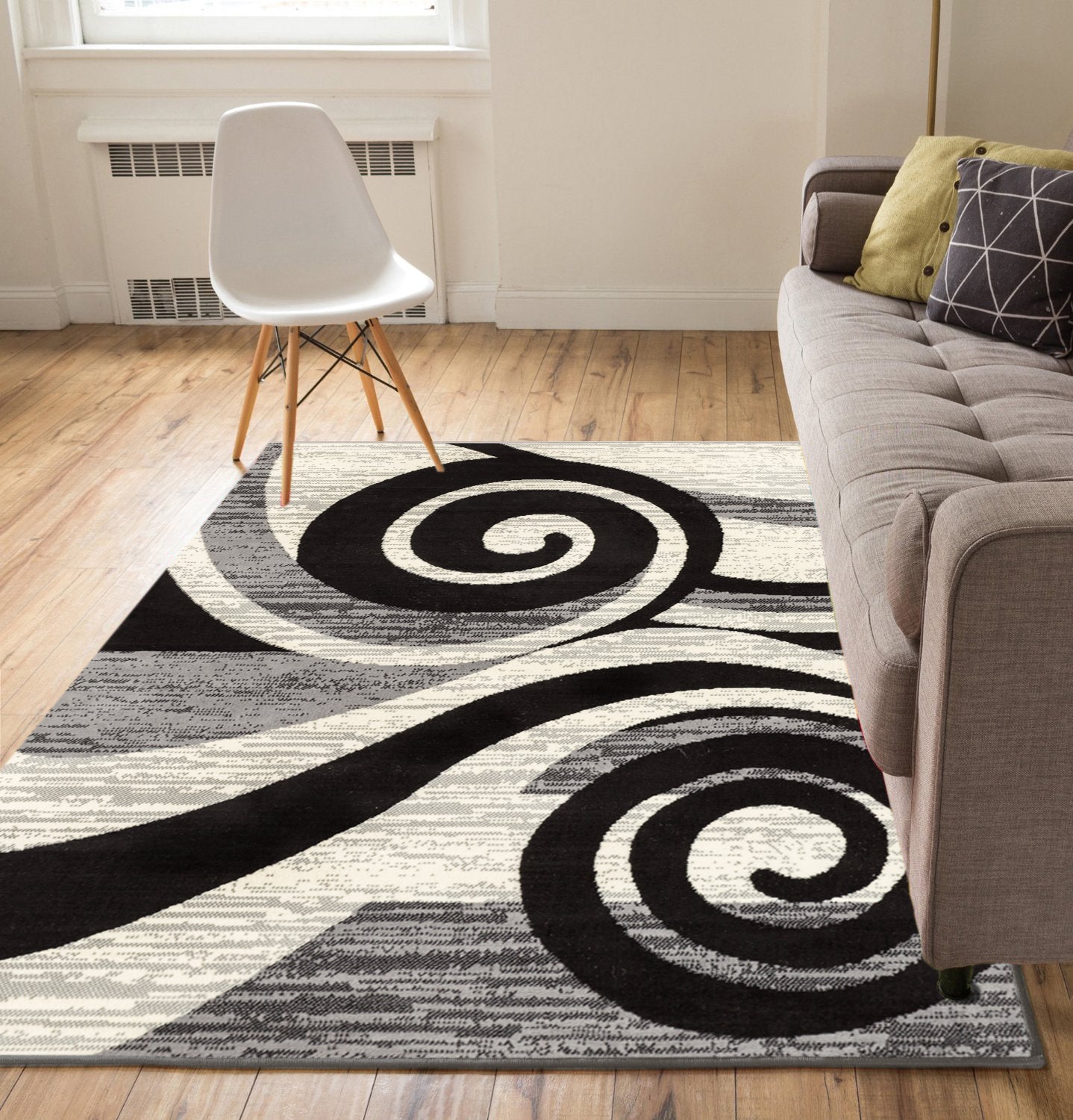 Maple Waves Grey Modern Rug 8518