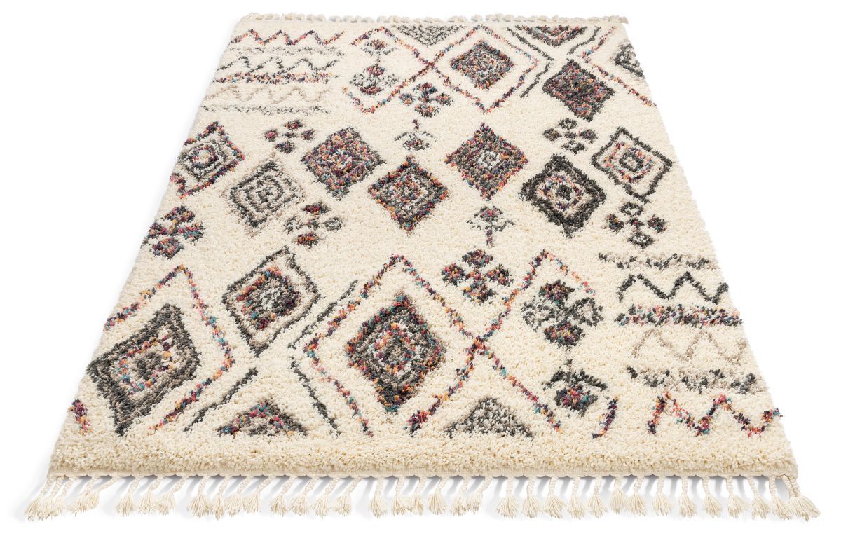 Pagette Ivory Tribal Nomadic Diamond Shag Rug AA-92