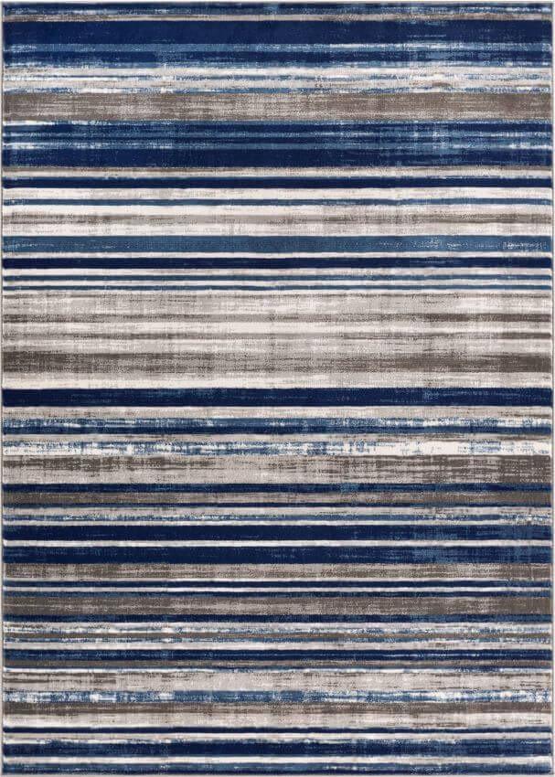 Signature Stripes Blue Modern Distressed Rug AM-74
