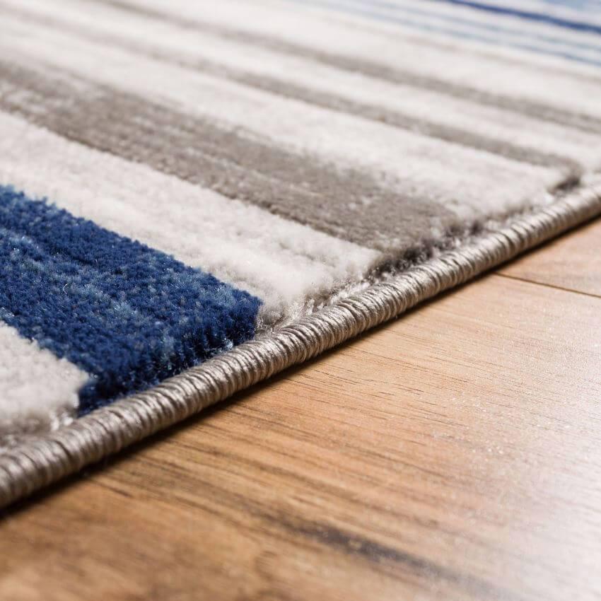 Signature Stripes Blue Modern Distressed Rug AM-74