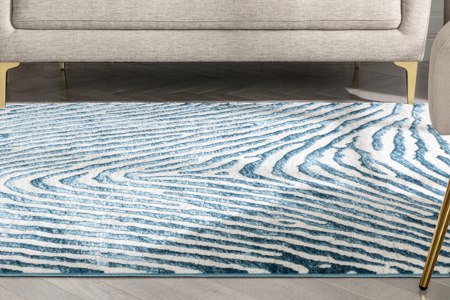 Asiya Modern Geometric Blue High-Low Rug ANT-24