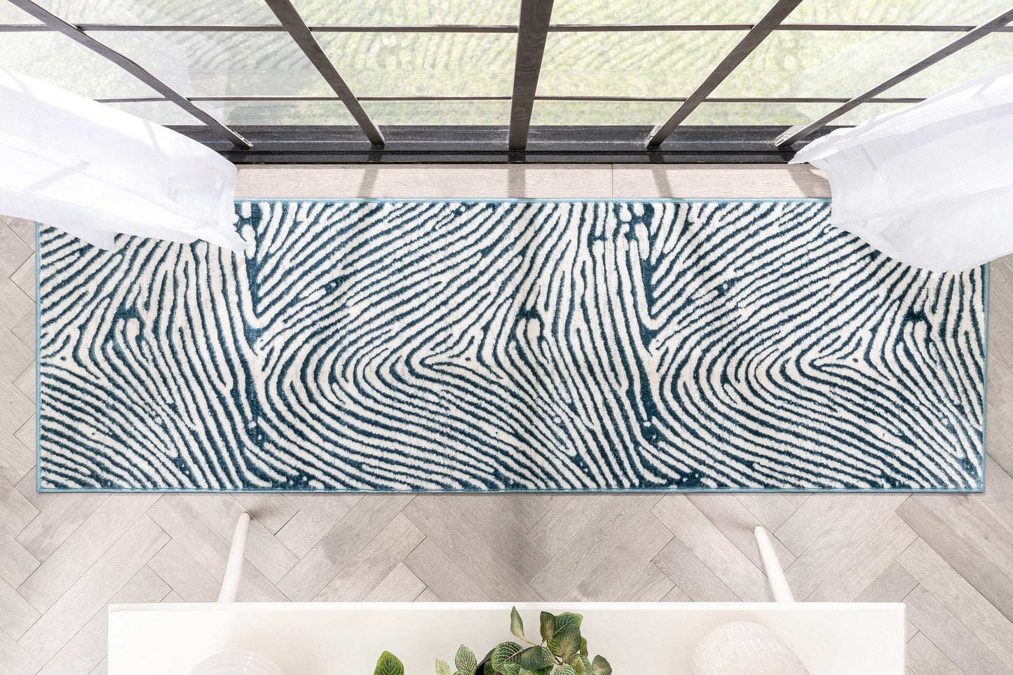 Asiya Modern Geometric Blue High-Low Rug ANT-24