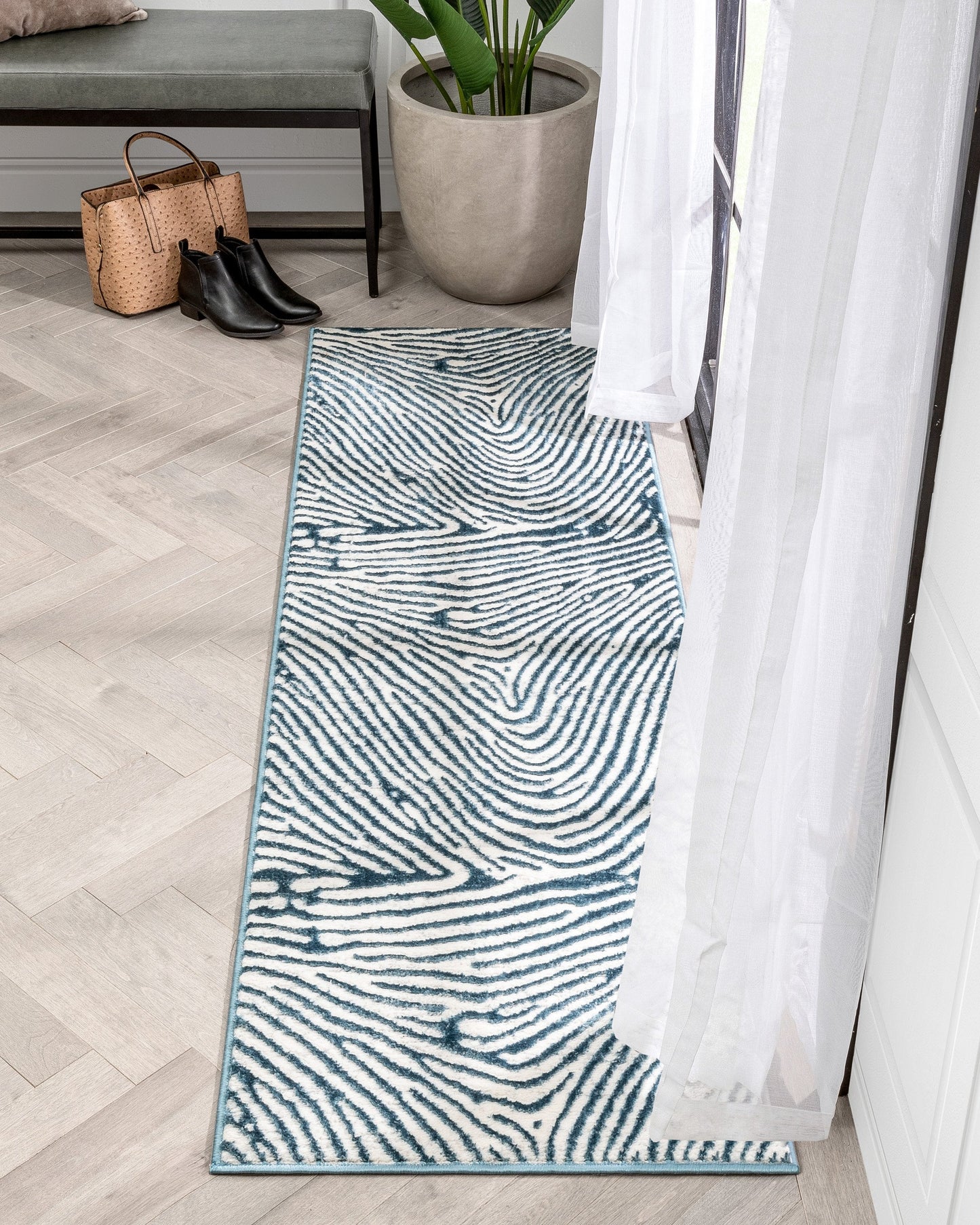 Asiya Modern Geometric Blue High-Low Rug ANT-24
