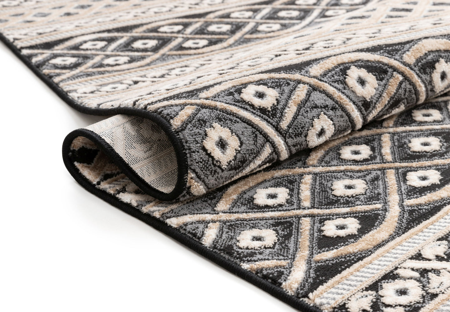 Ashley Tribal Geometric Ivory High-Low Rug AV-02