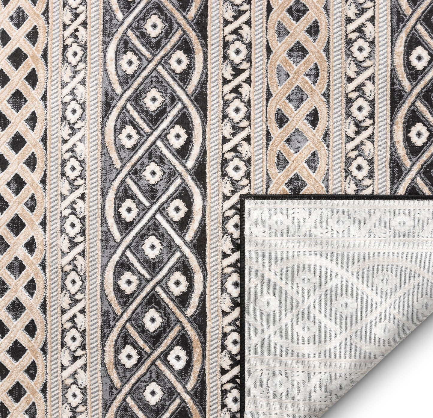 Ashley Tribal Geometric Ivory High-Low Rug AV-02