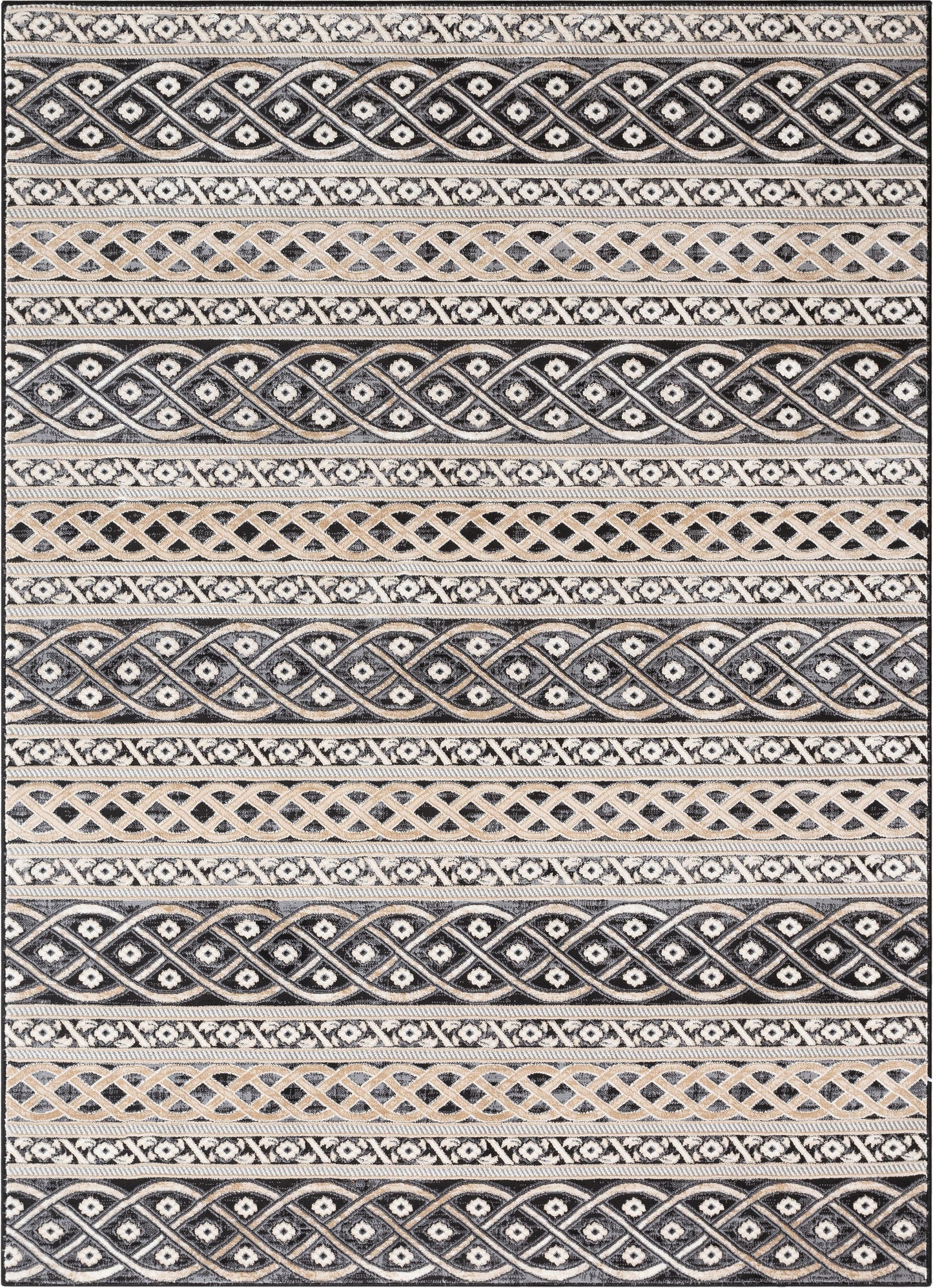 Ashley Tribal Geometric Ivory High-Low Rug AV-02