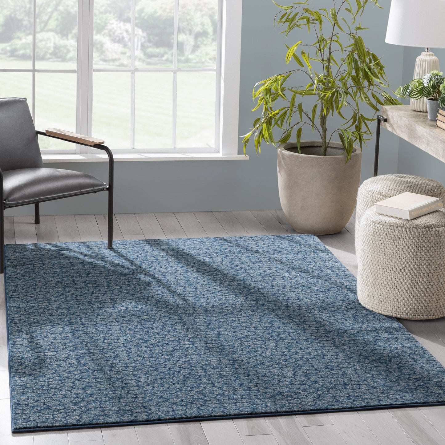 Asher Modern Pebbled Blue Soft Rug BAL-14