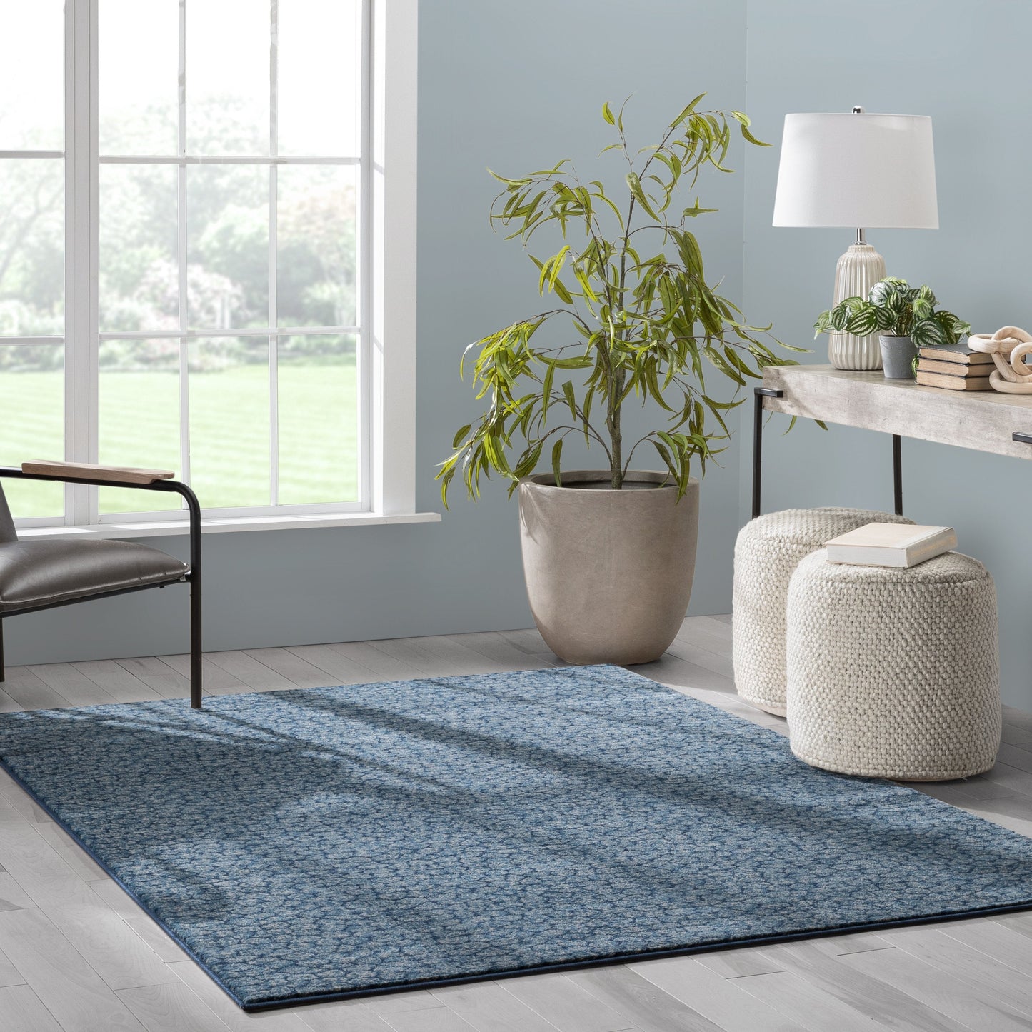 Asher Modern Pebbled Blue Soft Rug BAL-14