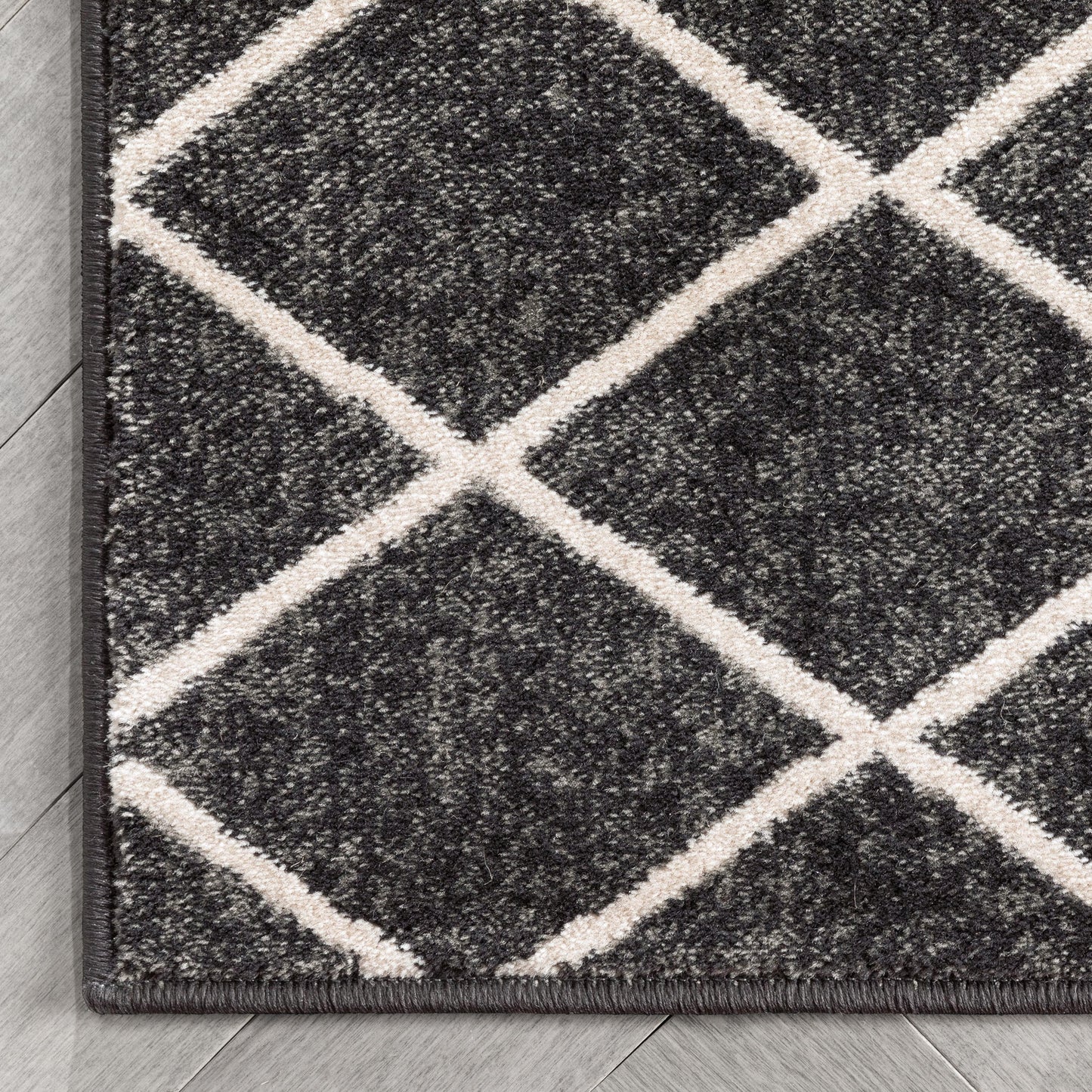 Aiden Trellis Modern Dark Grey Soft Rug BAL-27