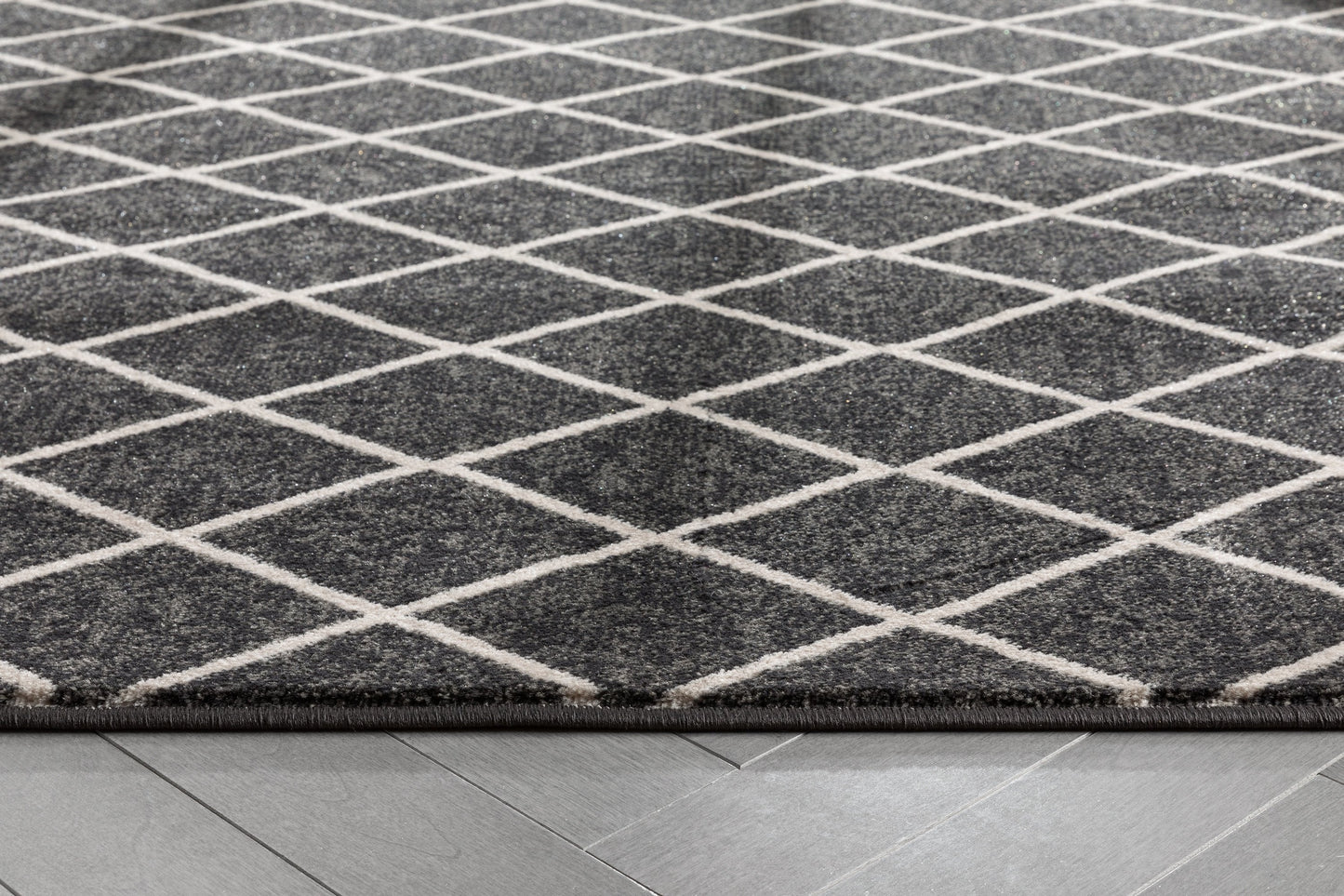 Aiden Trellis Modern Dark Grey Soft Rug BAL-27