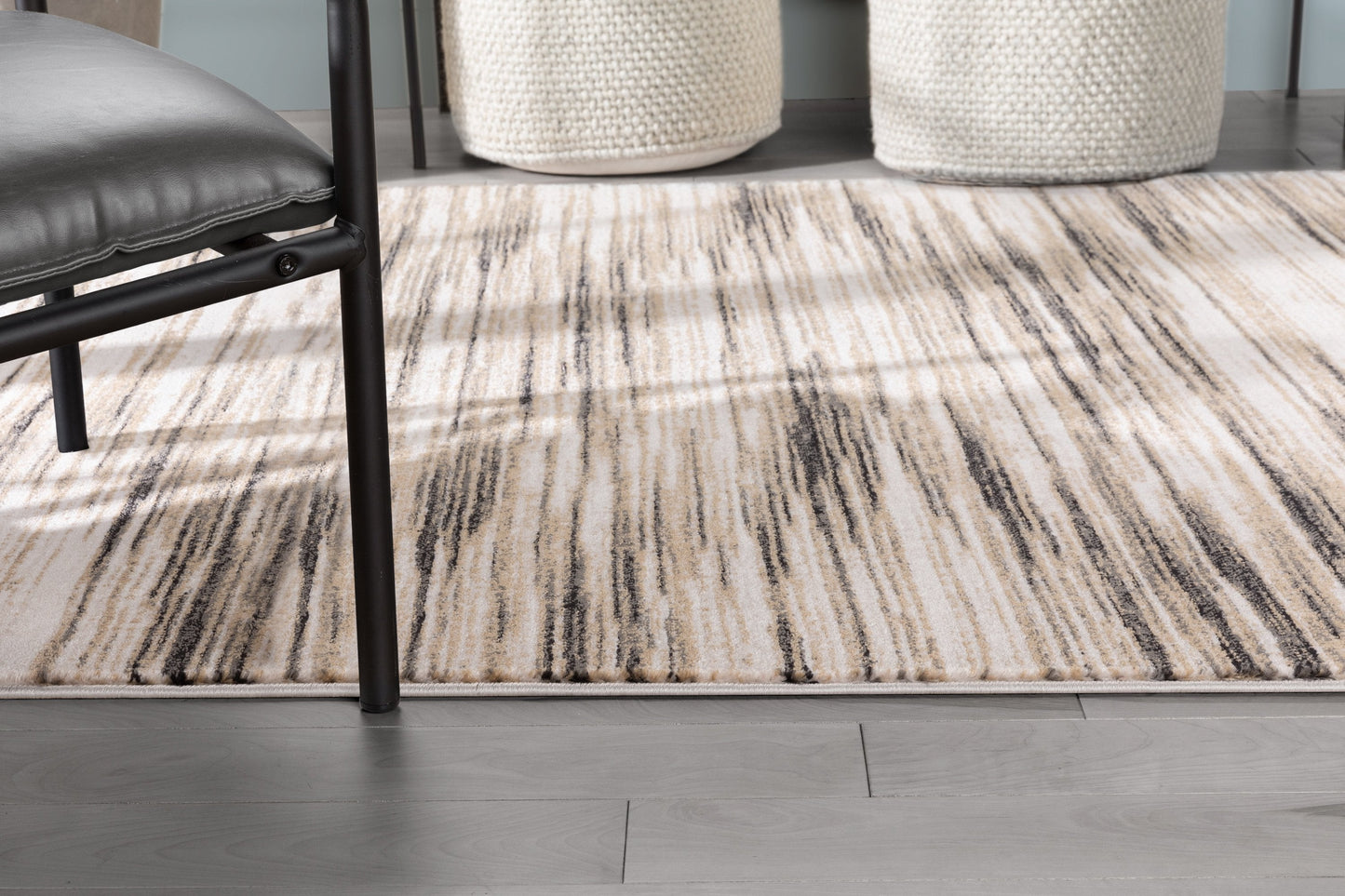 Sebastian Striation Modern Ivory Brown Soft Rug BAL-42