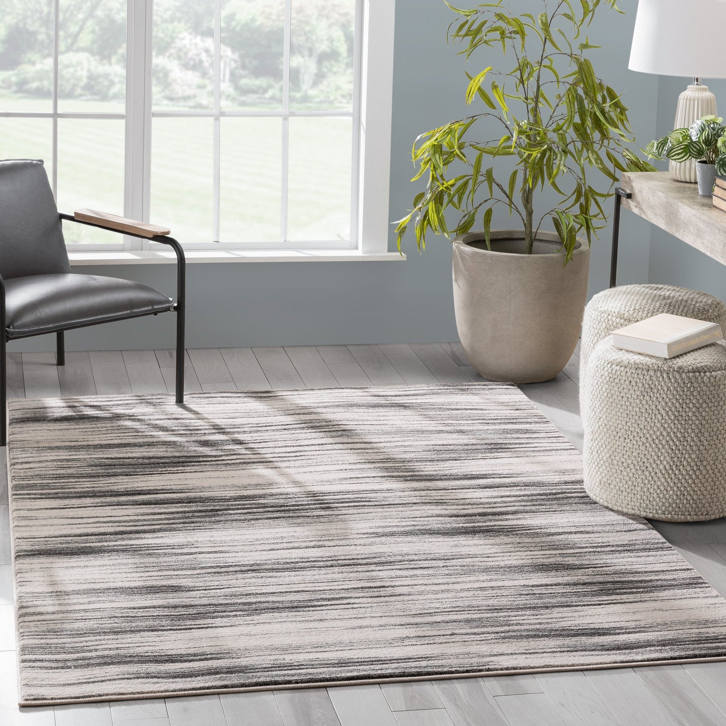 Sebastian Striation Modern Grey Soft Rug BAL-47