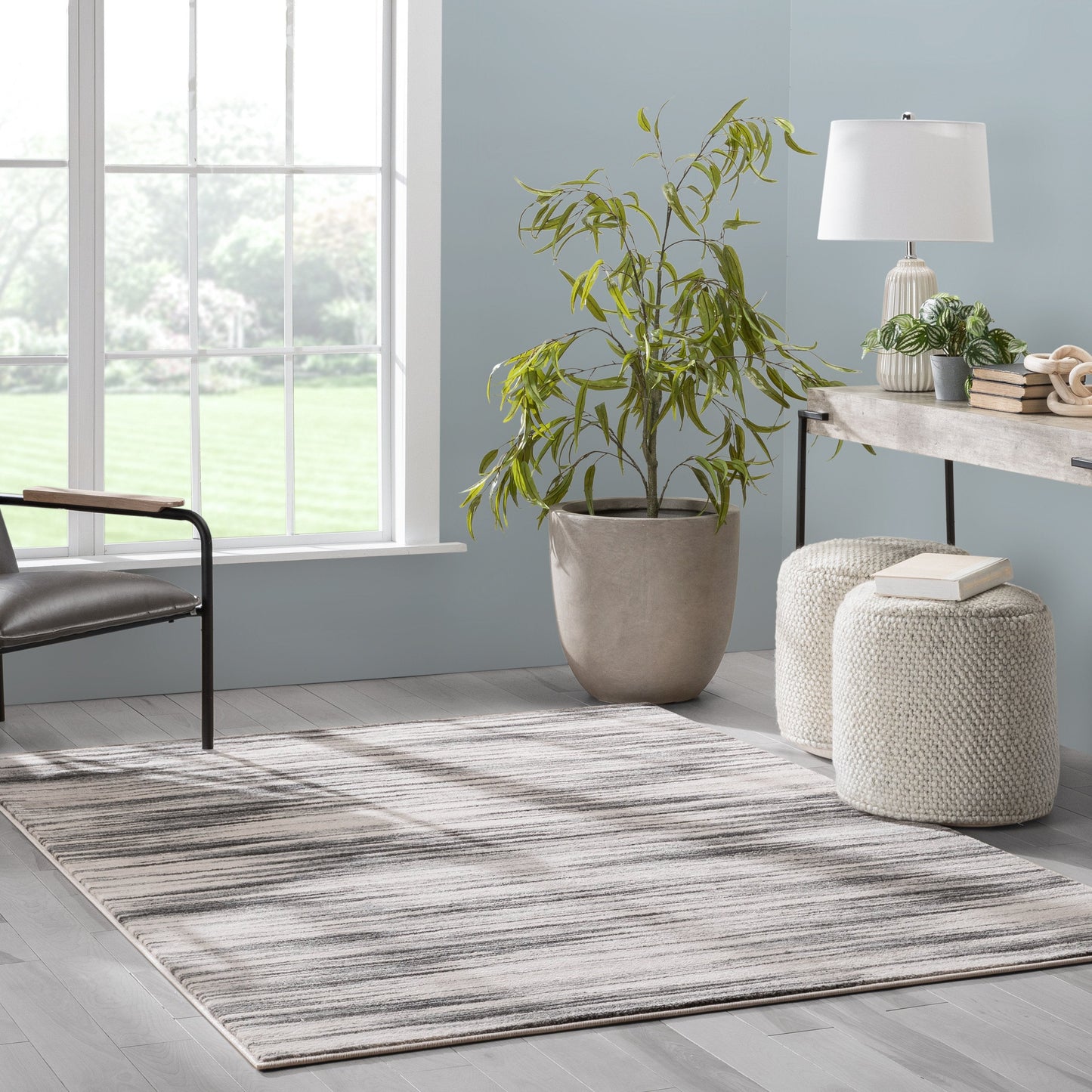 Sebastian Striation Modern Grey Soft Rug BAL-47