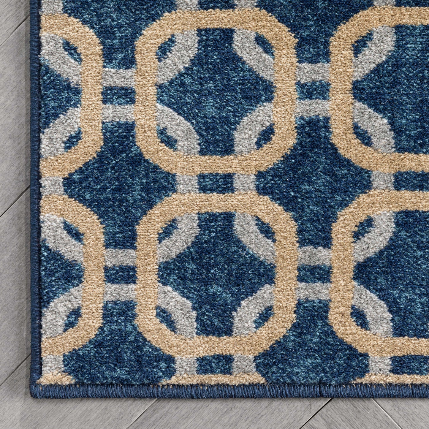 Levi Modern Geometric Blue Ivory Soft Rug BAL-54
