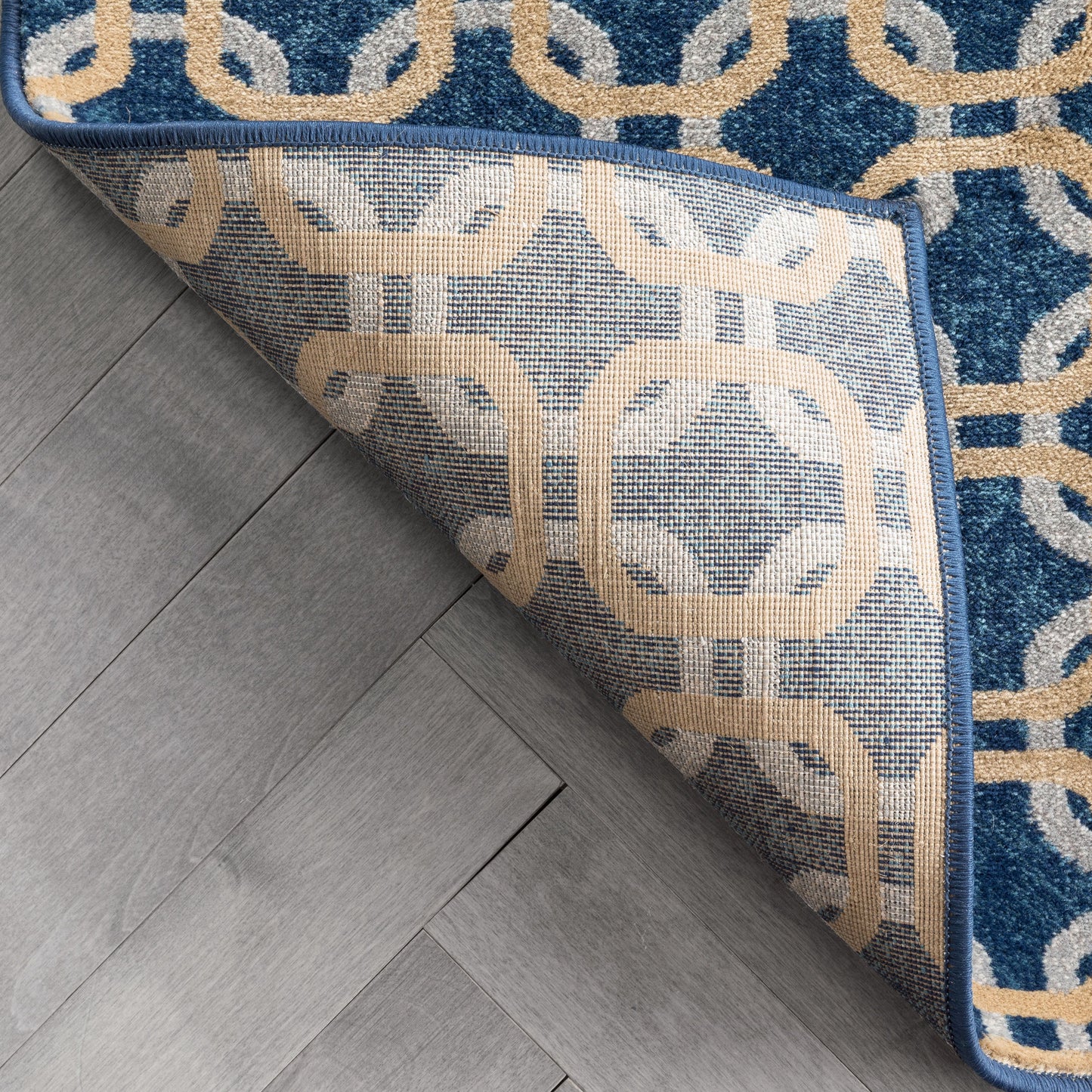 Levi Modern Geometric Blue Ivory Soft Rug BAL-54