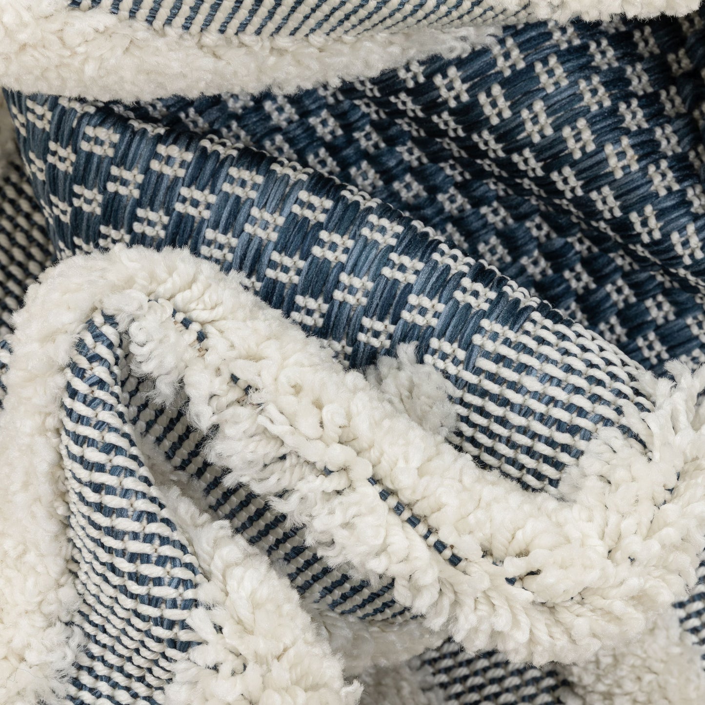 Luna Tribal Moroccan Diamond Pattern Blue High-Low Flat-Weave Rug BG-54-