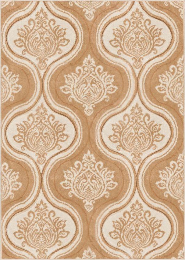 Damask-ly Beige Modern Geometric Rug BK-72