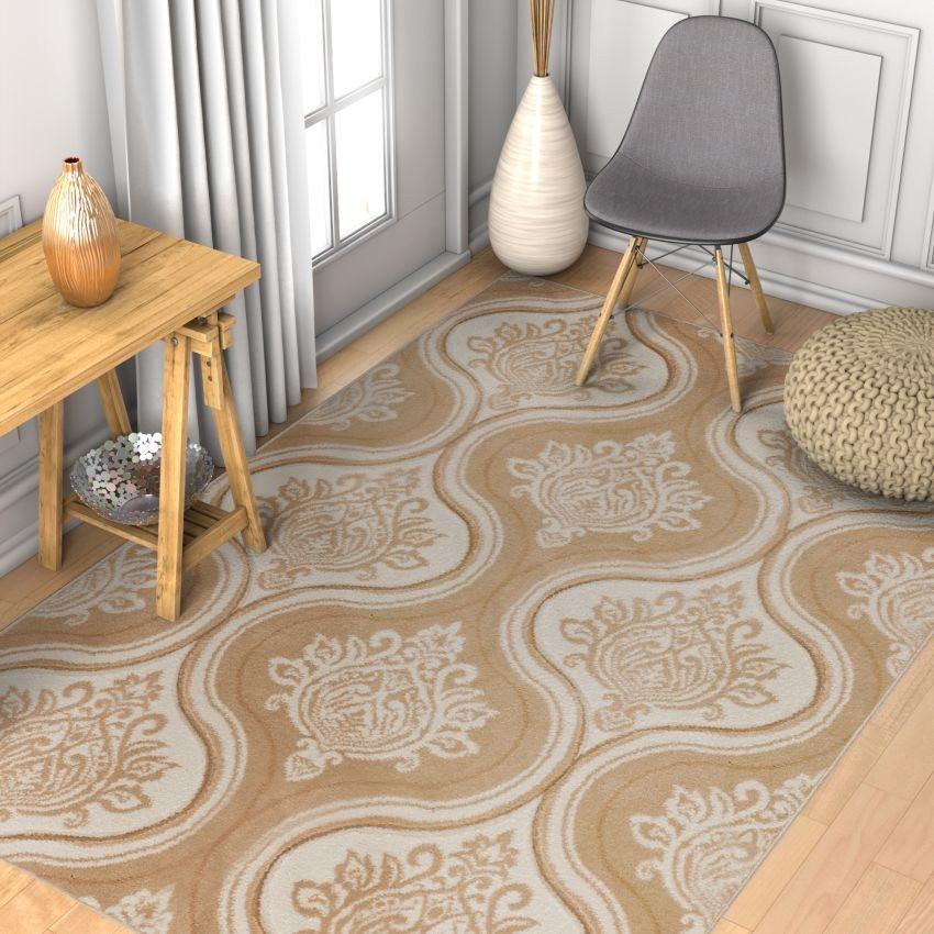 Damask-ly Beige Modern Geometric Rug BK-72