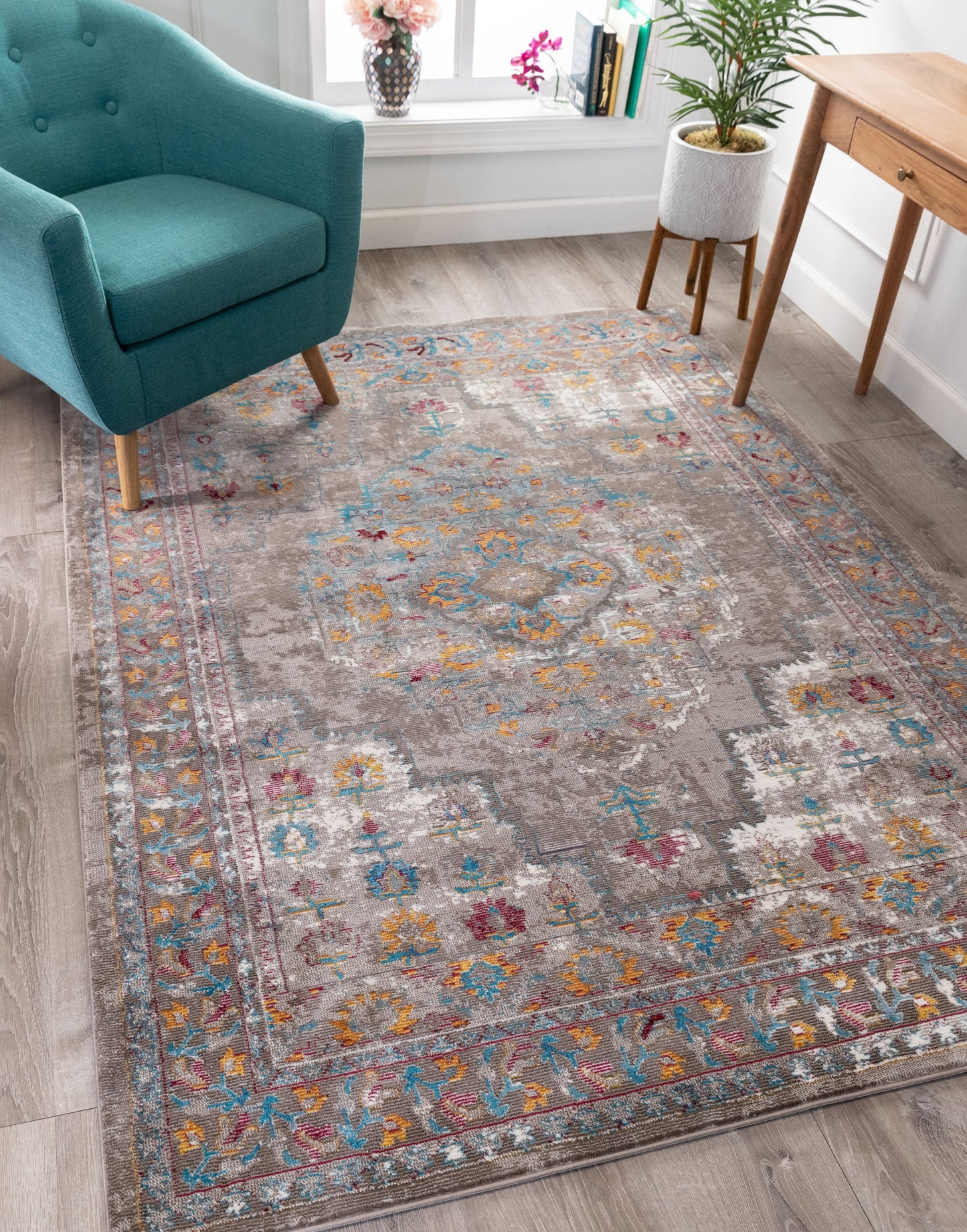Afton Bohemian Vintage Floral Medallion Cream Rug BL-02