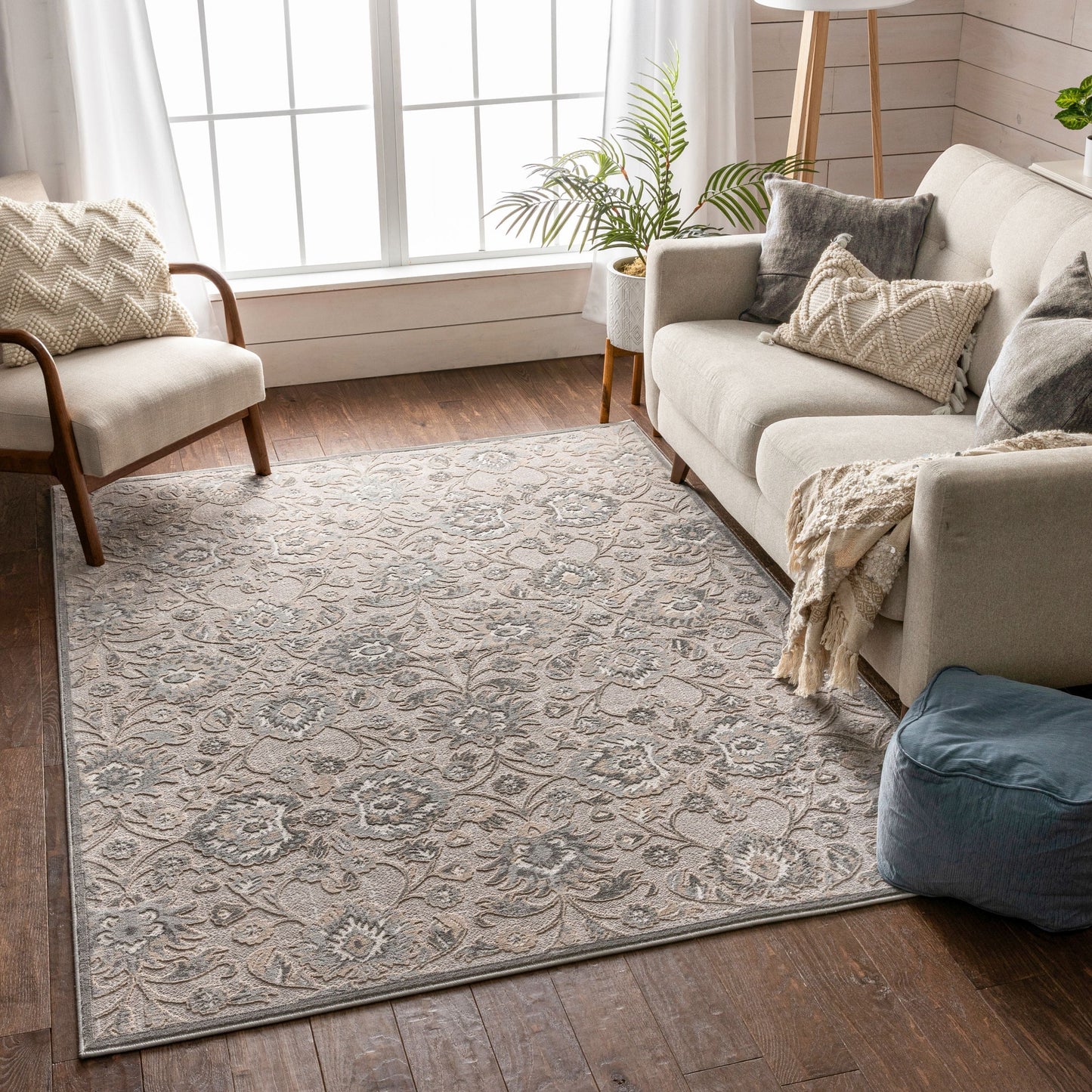 Zena Vintage Oriental Floral Grey Rug BLS-17