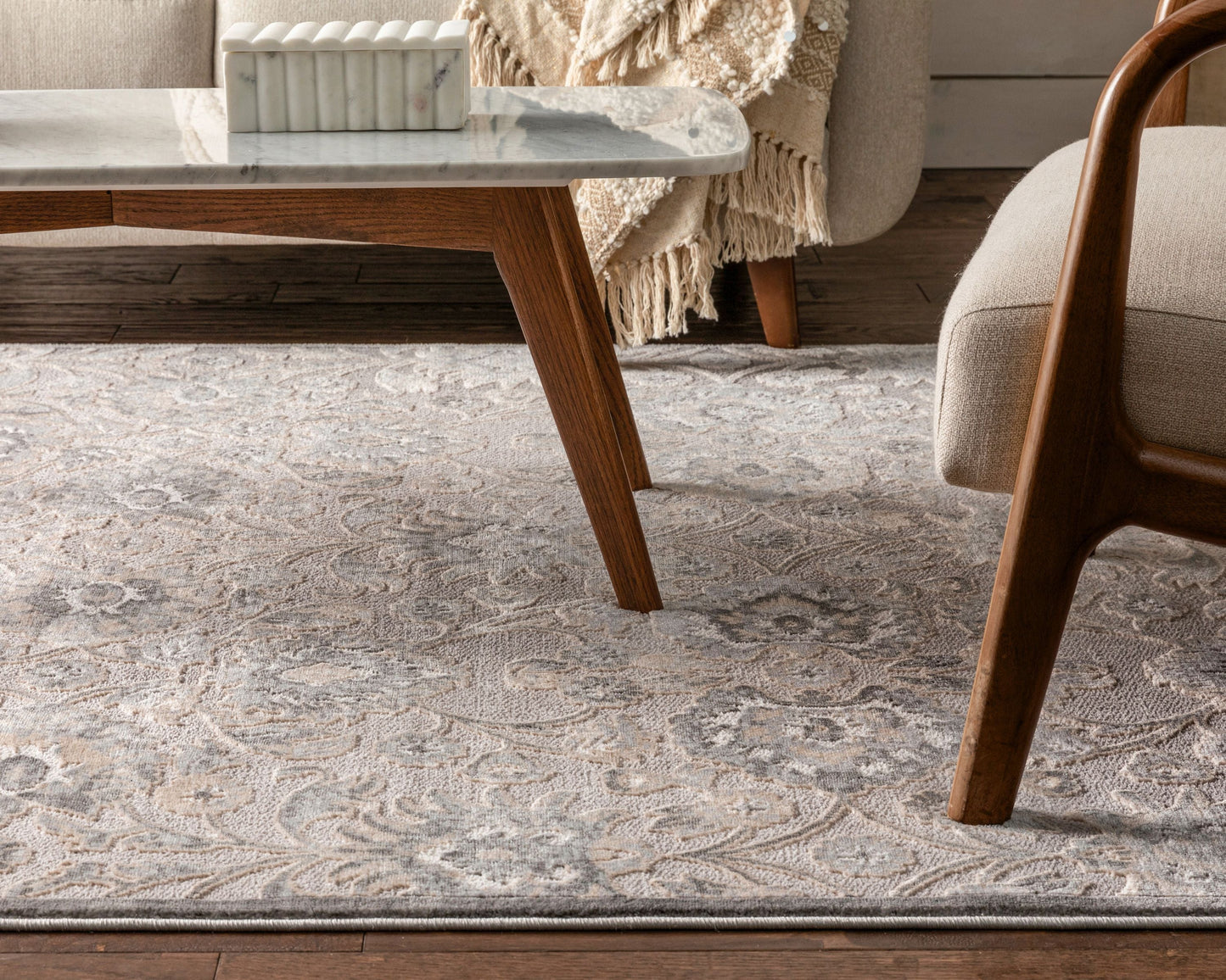 Zena Vintage Oriental Floral Grey Rug BLS-17