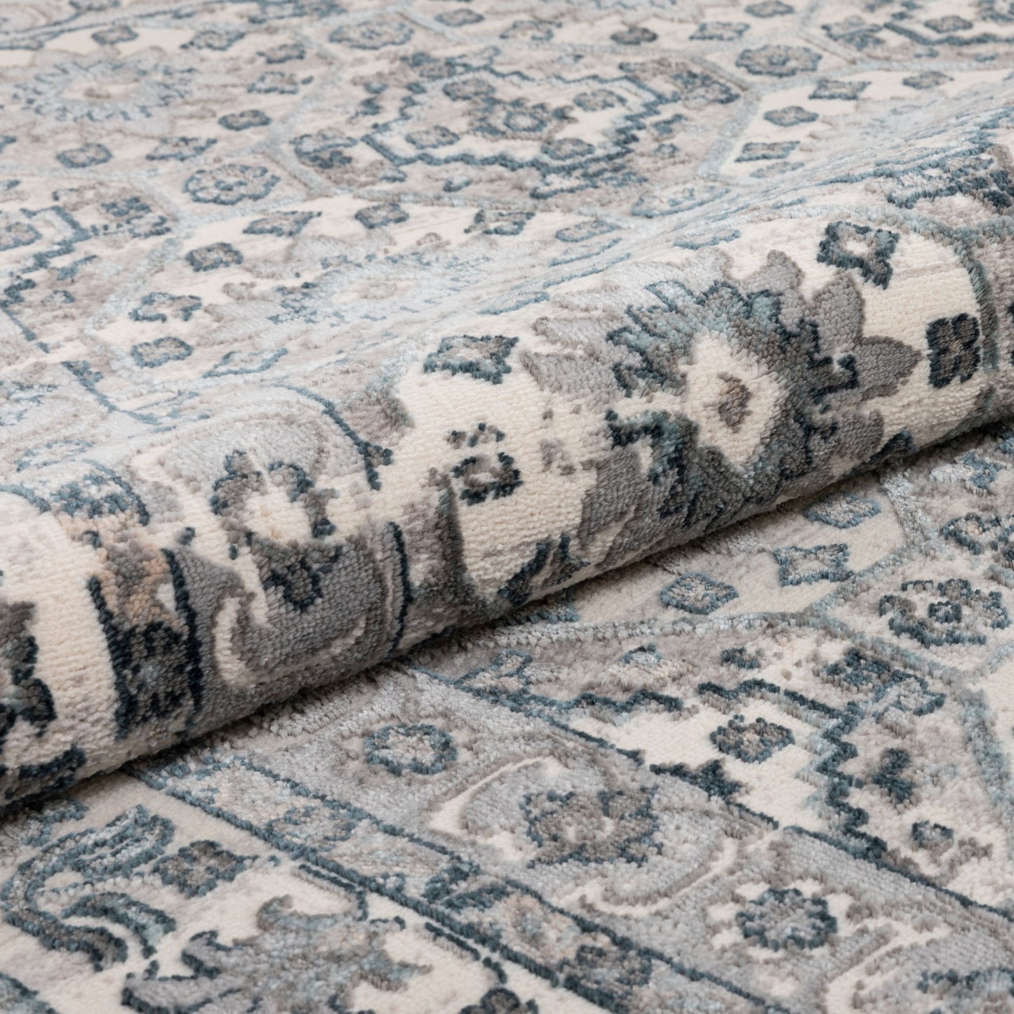 Vida Vintage Eclectic Geometric Floral Grey Rug BLS-37
