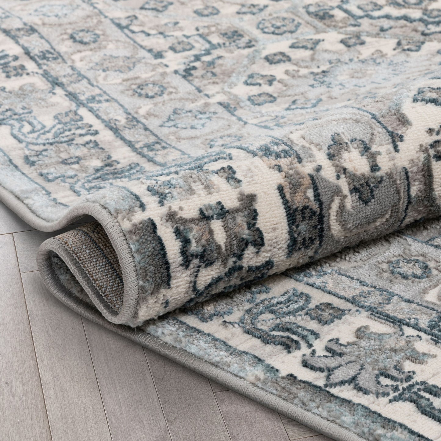 Vida Vintage Eclectic Geometric Floral Grey Rug BLS-37