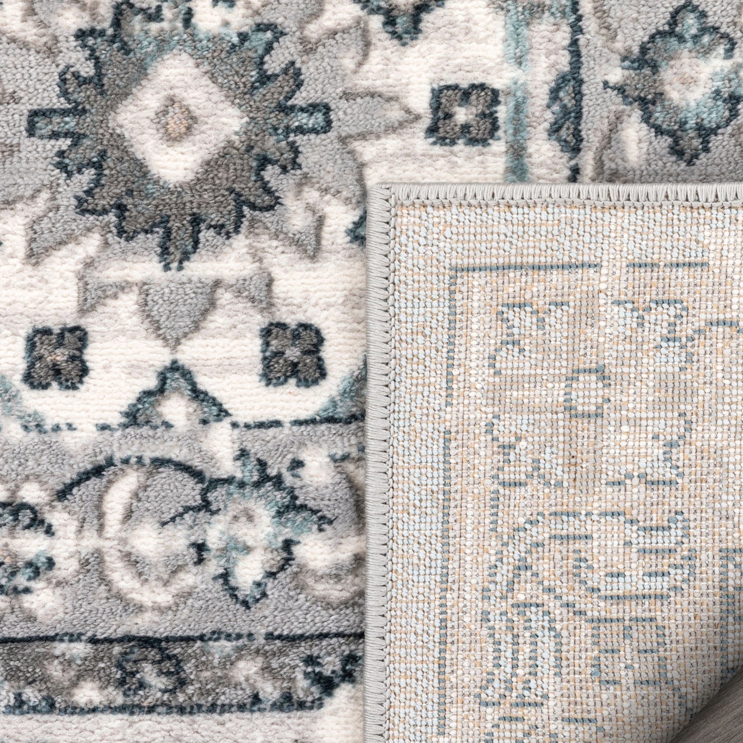 Vida Vintage Eclectic Geometric Floral Grey Rug BLS-37