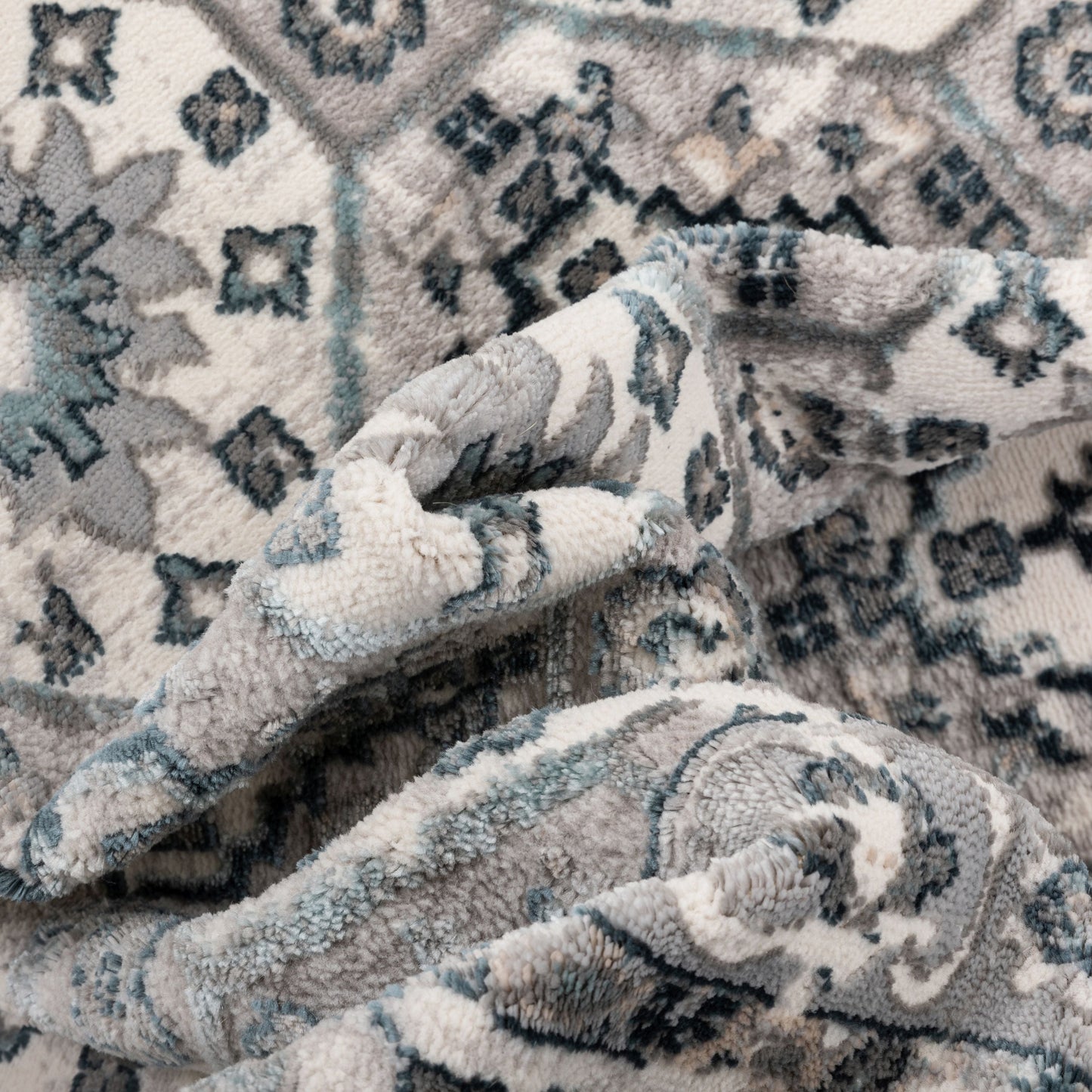 Vida Vintage Eclectic Geometric Floral Grey Rug BLS-37