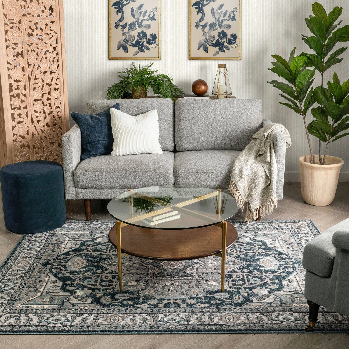 Leif Vintage Medallion Blue Rug BLS-54