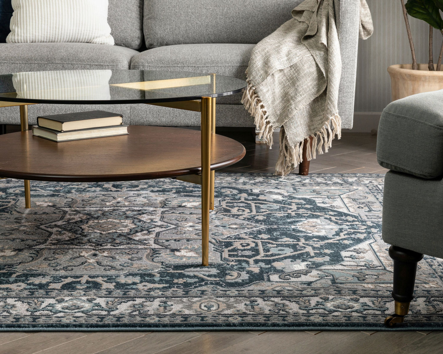 Leif Vintage Medallion Blue Rug BLS-54