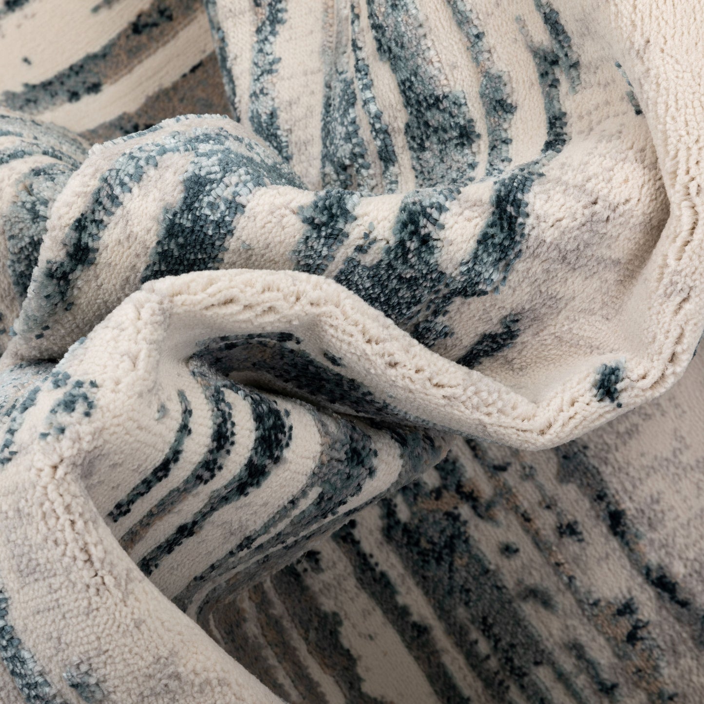 Ronan Modern Abstract Distressed Blue Rug BLS-74