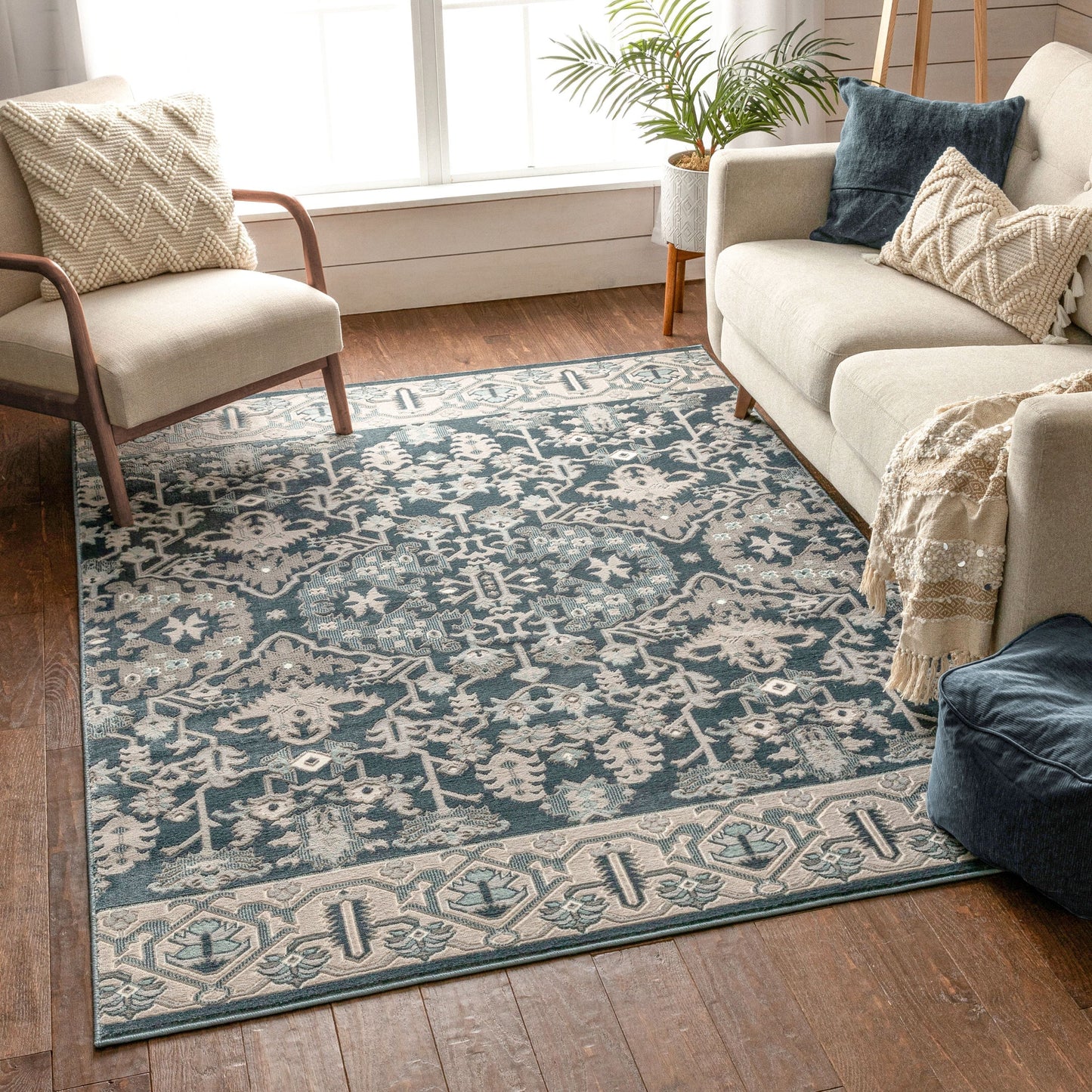 Arial Vintage Oriental Persian Blue Rug BLS-94