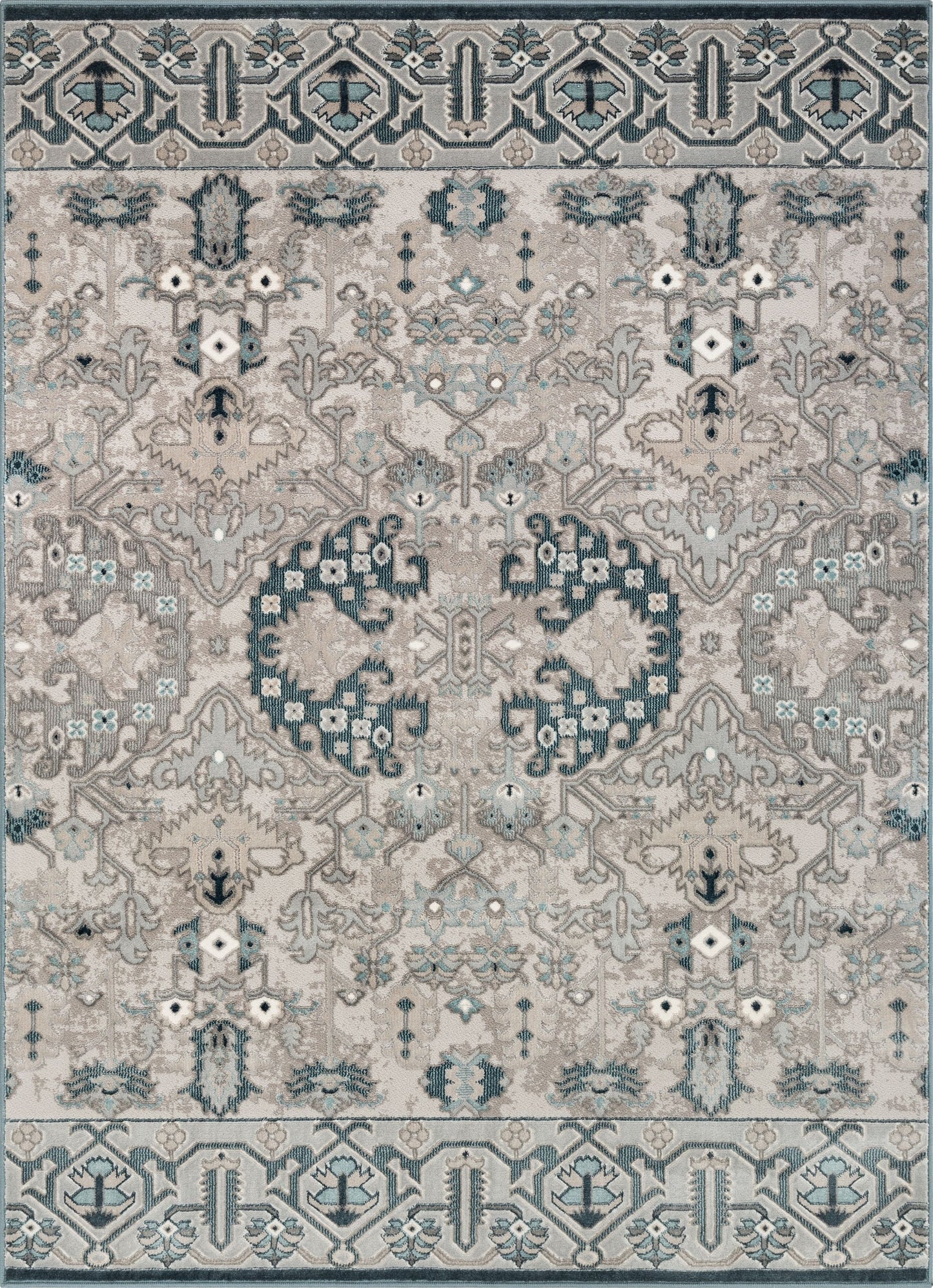 Arial Vintage Oriental Persian Grey Rug BLS-97