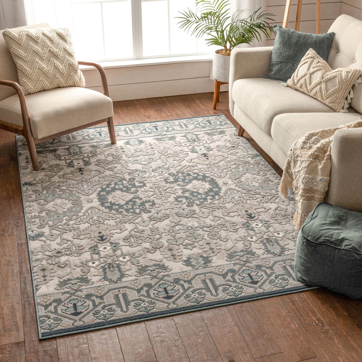 Arial Vintage Oriental Persian Grey Rug BLS-97
