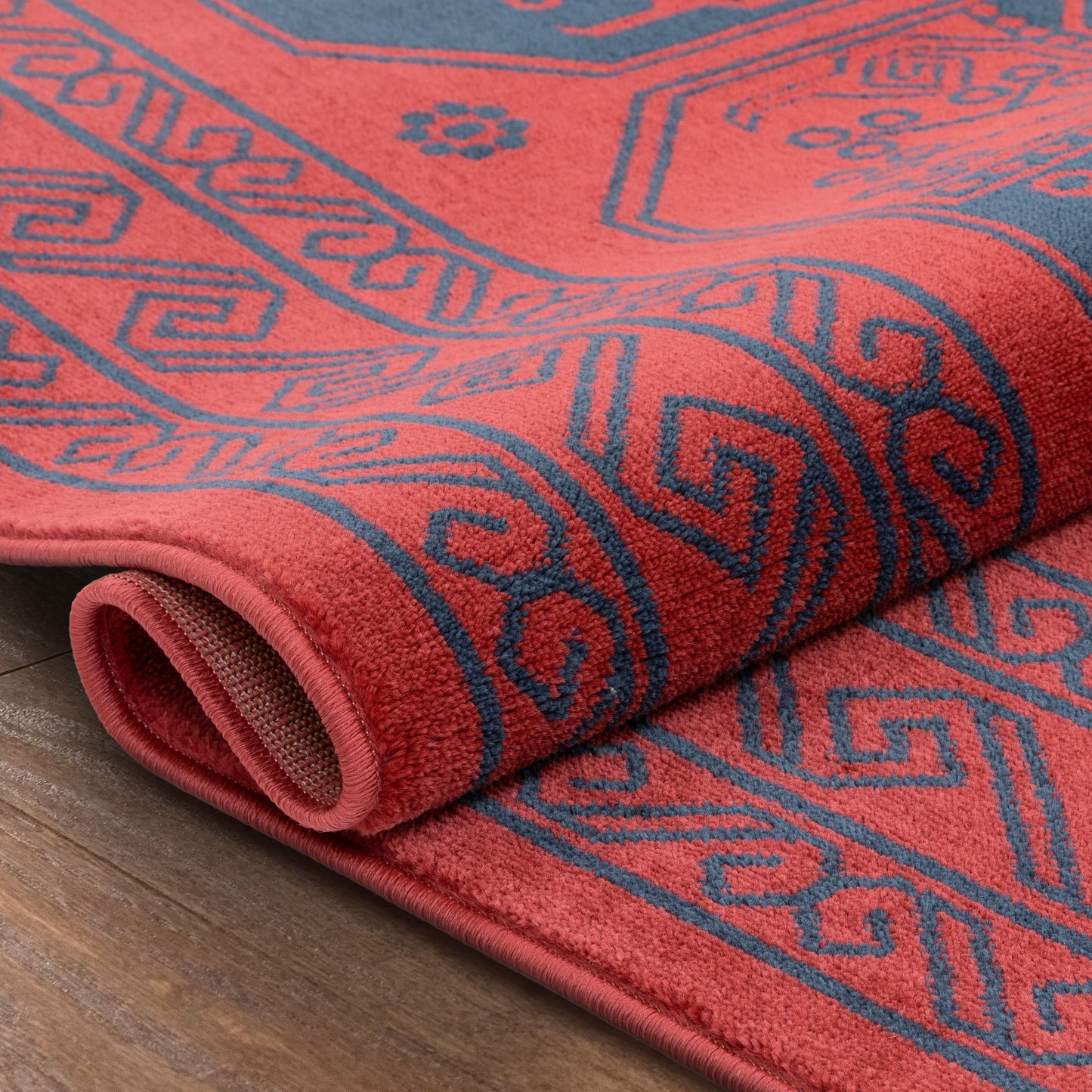 Donte Vintage Antique Tribal Geometric Pattern Crimson Rug BOK-70