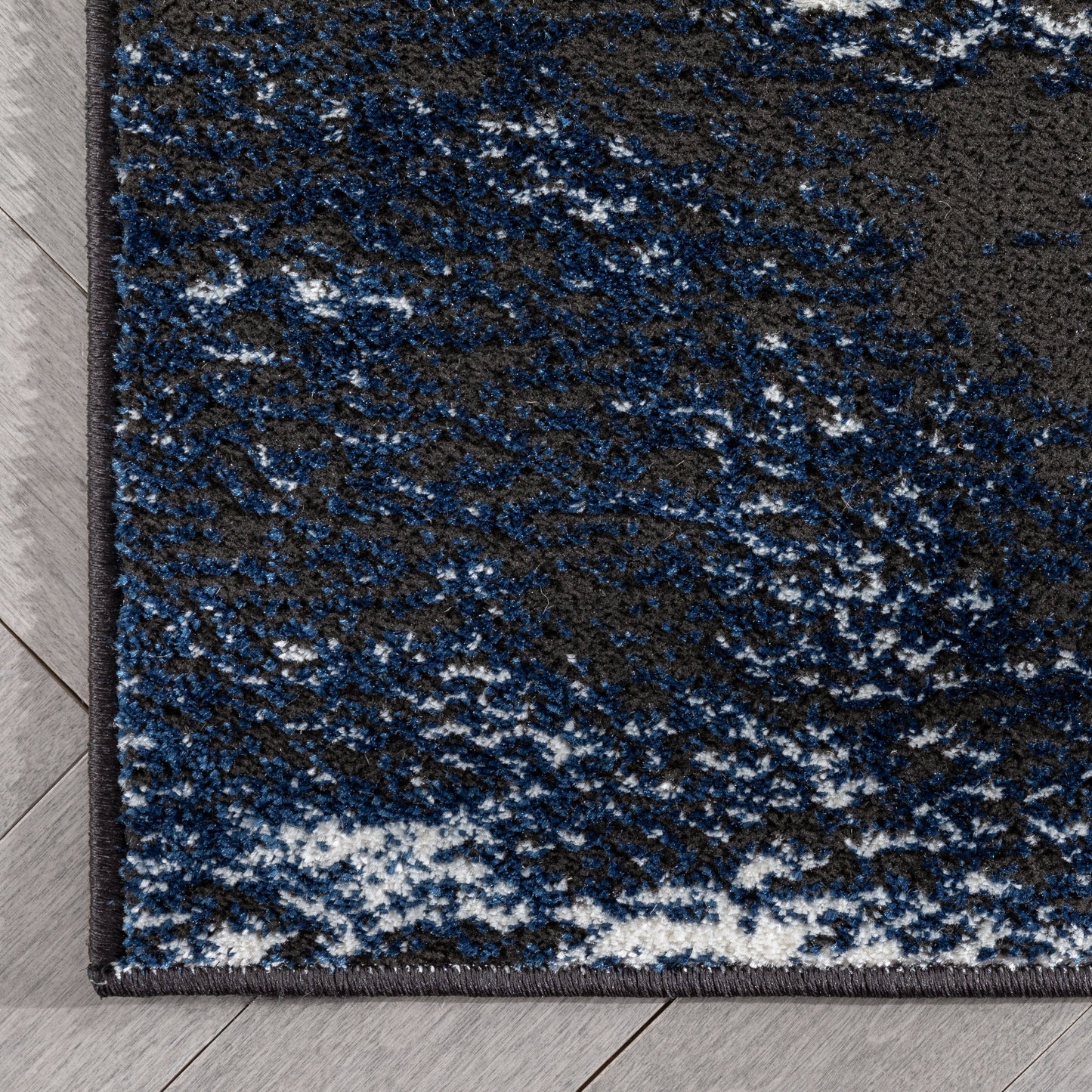 Zaynab Vintage Abstract Border Navy Blue Glam Rug CAI-104
