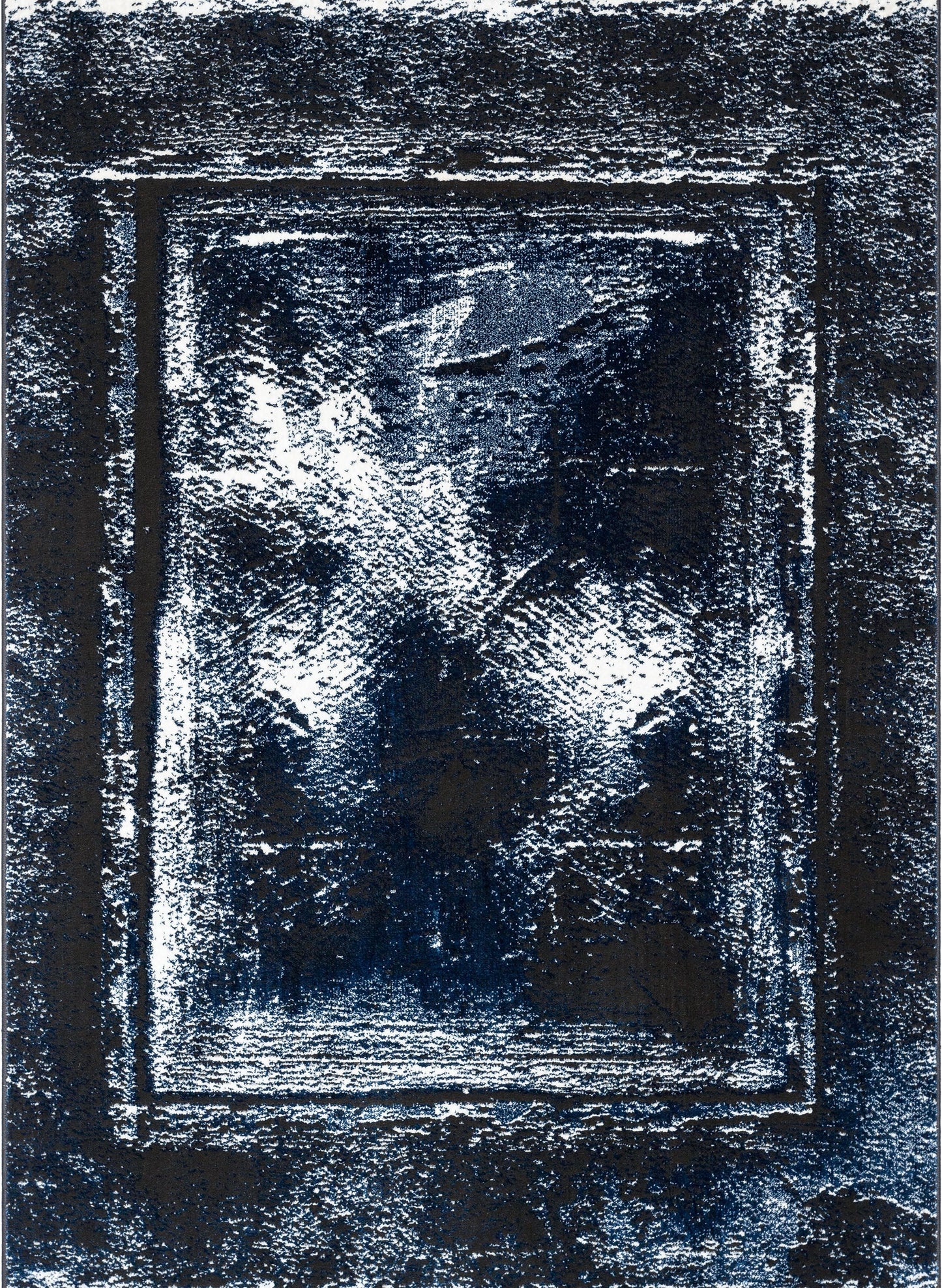 Zaynab Vintage Abstract Border Navy Blue Glam Rug CAI-104