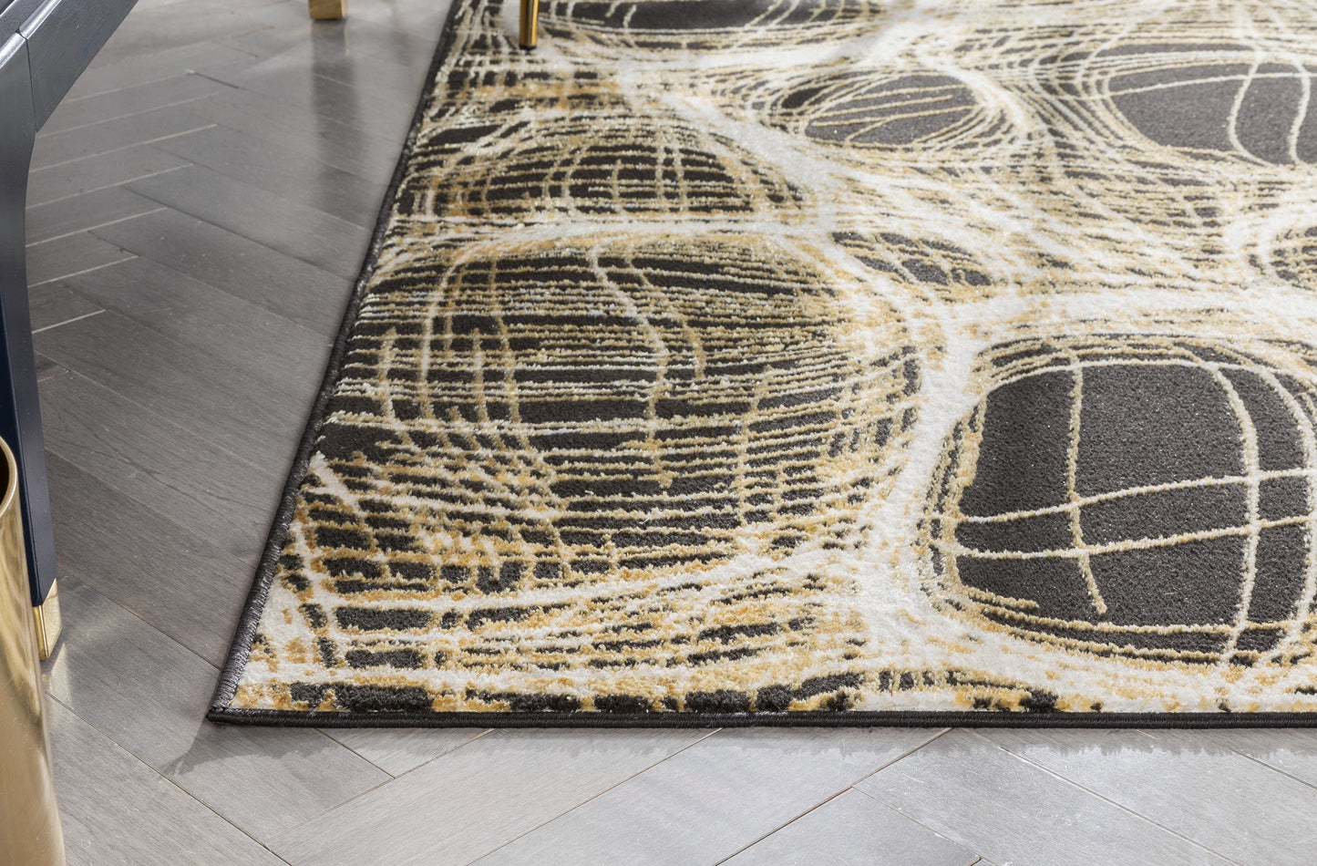 Sinead Vintage Abstract Yellow Glam Rug CAI-111