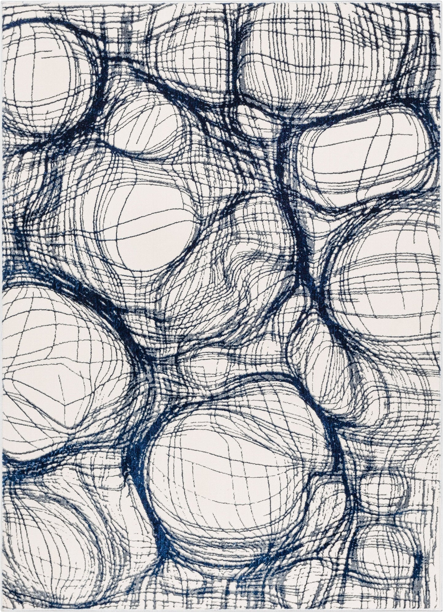 Sinead Vintage Modern Abstract Blue Glam Rug CAI-114