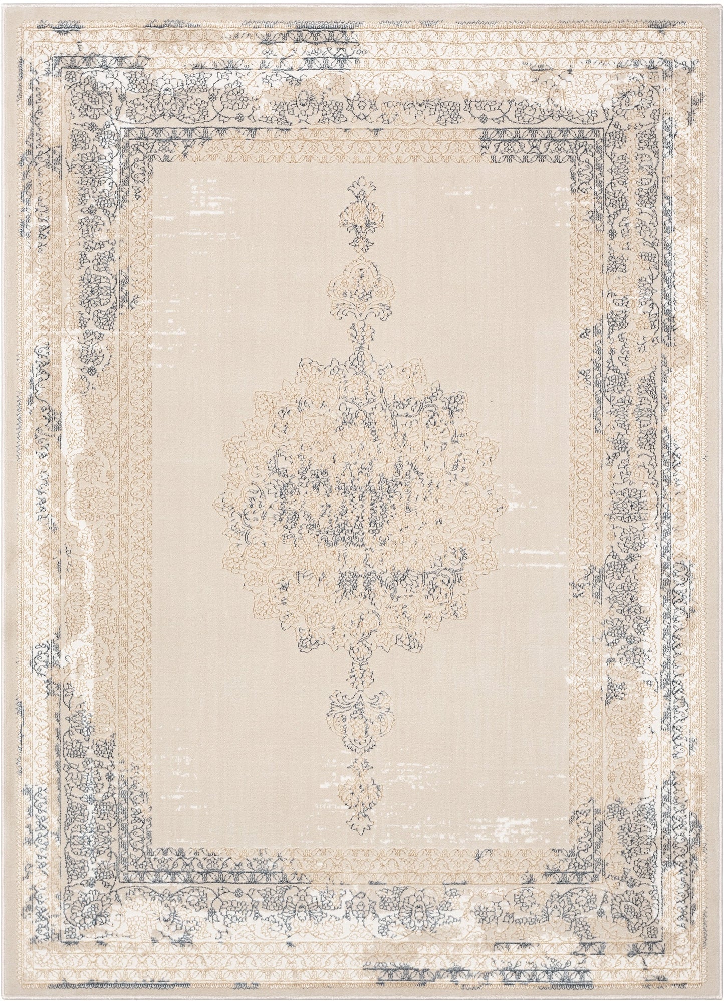 Gemma Vintage Medallion Oriental Ivory Glam Rug CAI-12