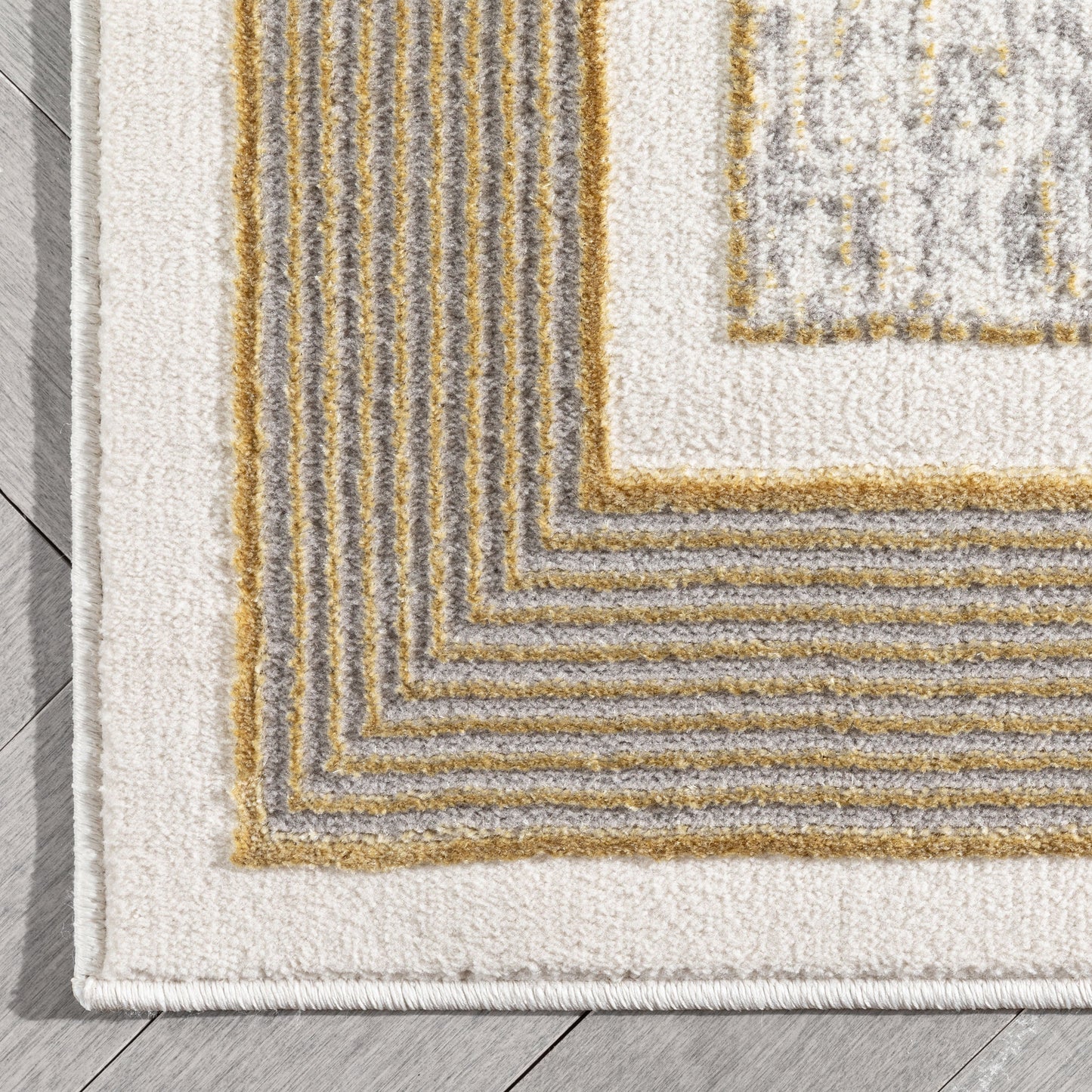 Filippa Vintage Border Pattern Yellow Glam Rug CAI-21