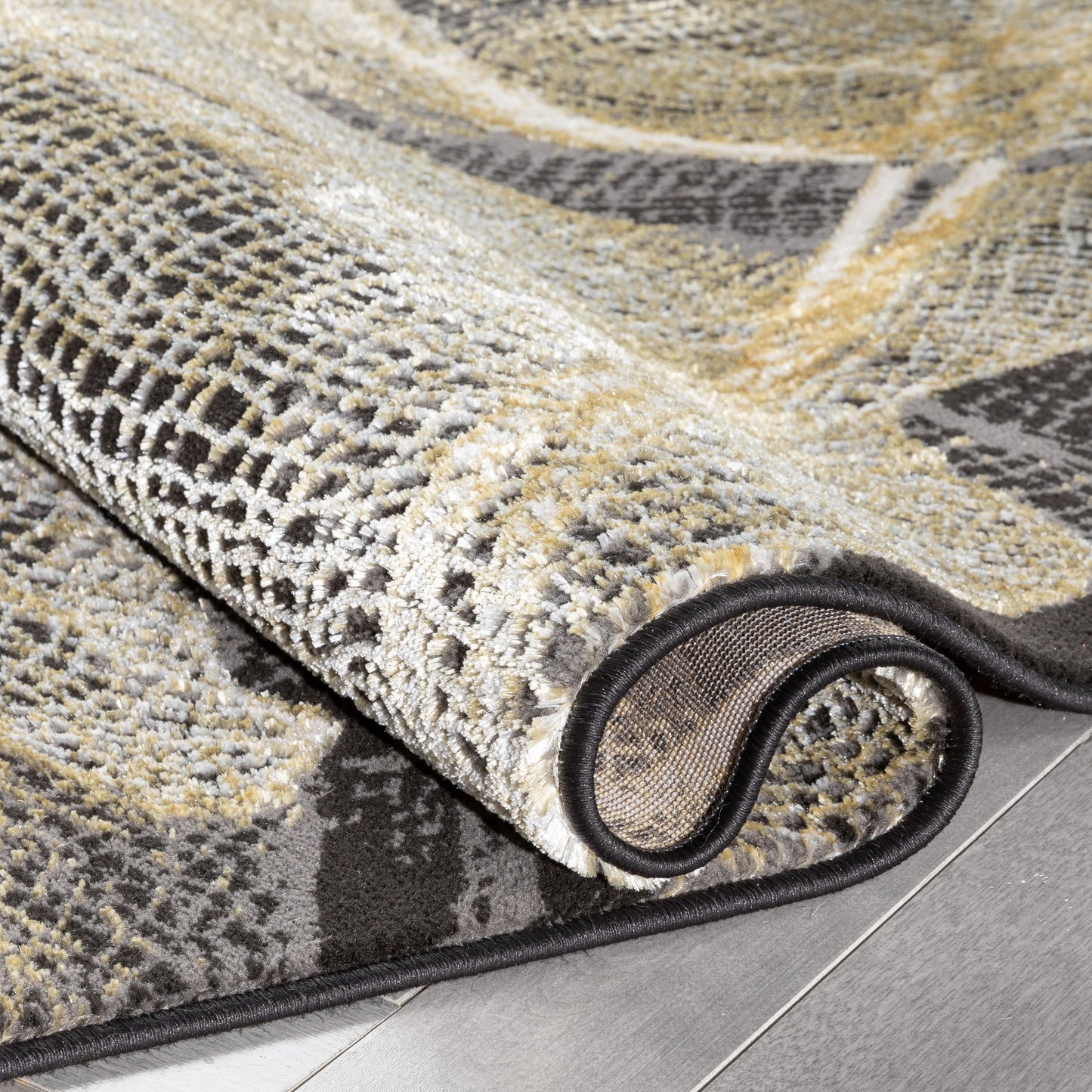 Gillian Modern Abstract Yellow Glam Rug CAI-31