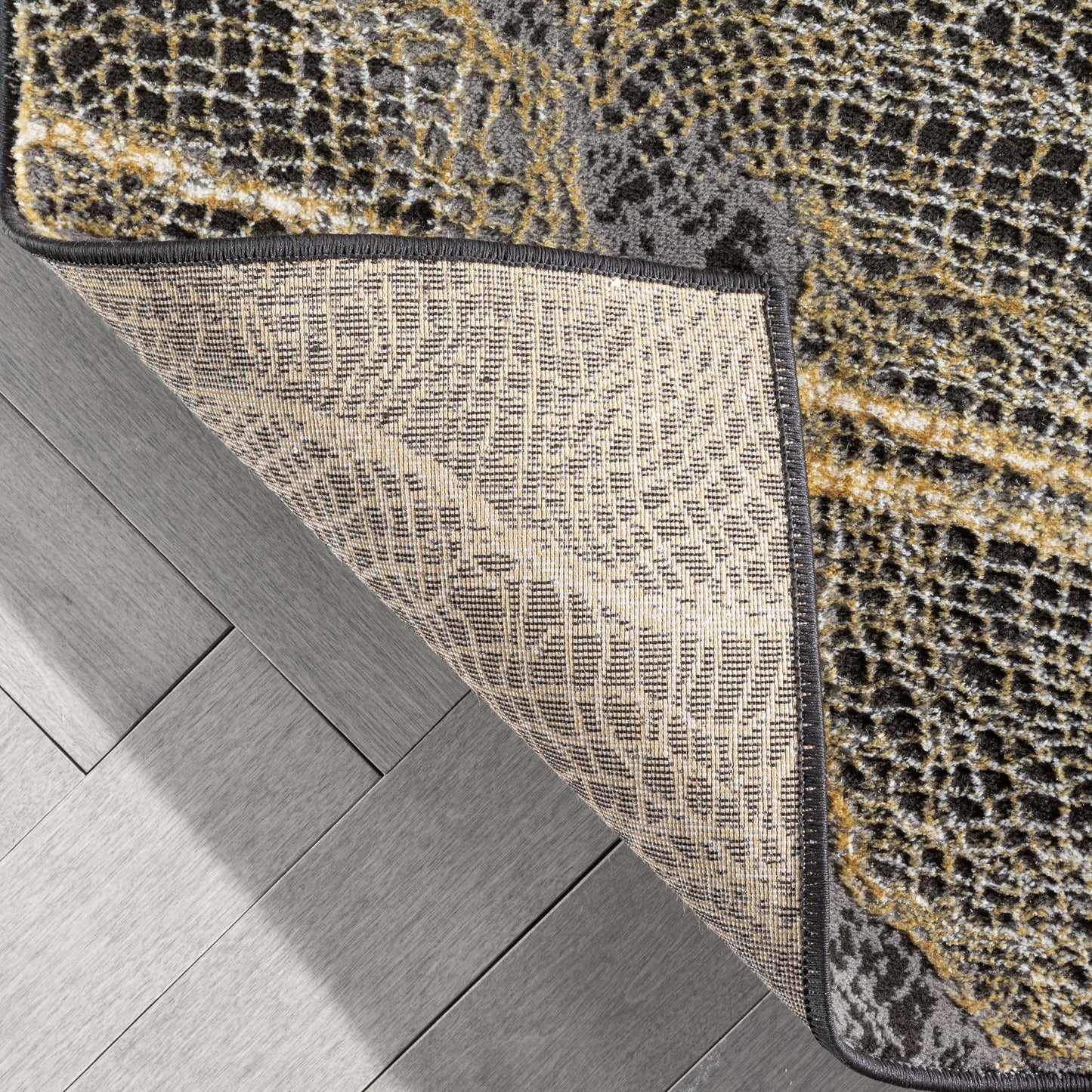 Gillian Modern Abstract Yellow Glam Rug CAI-31