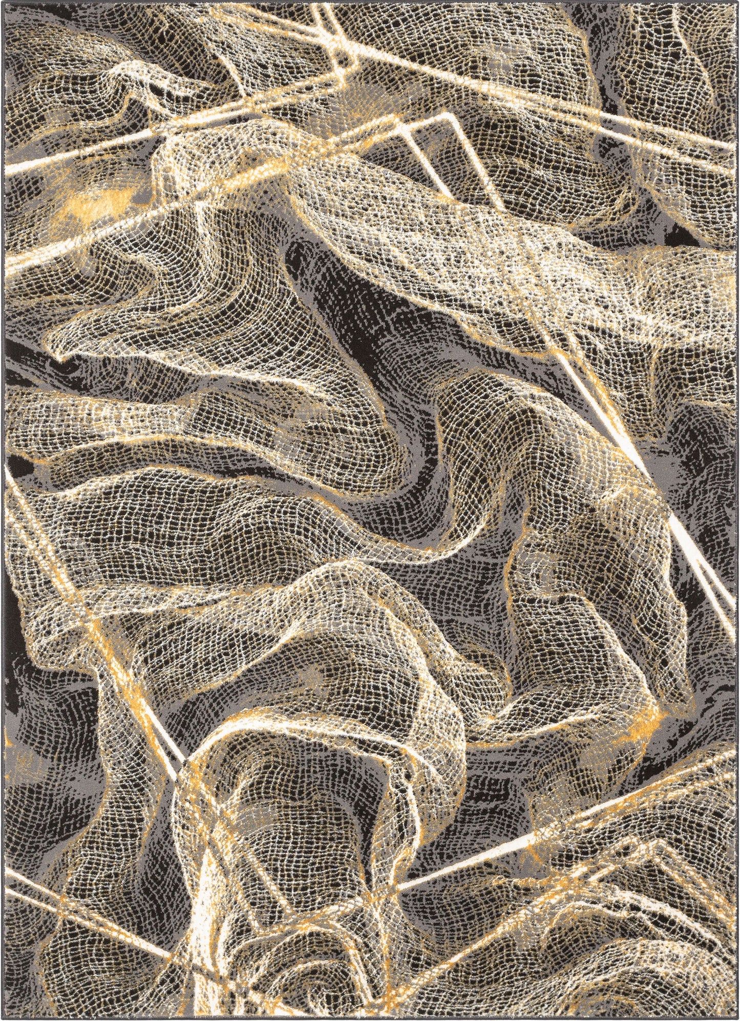 Gillian Modern Abstract Yellow Glam Rug CAI-31